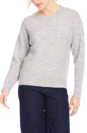 Pull à col rond Pearl en gris chiné clair