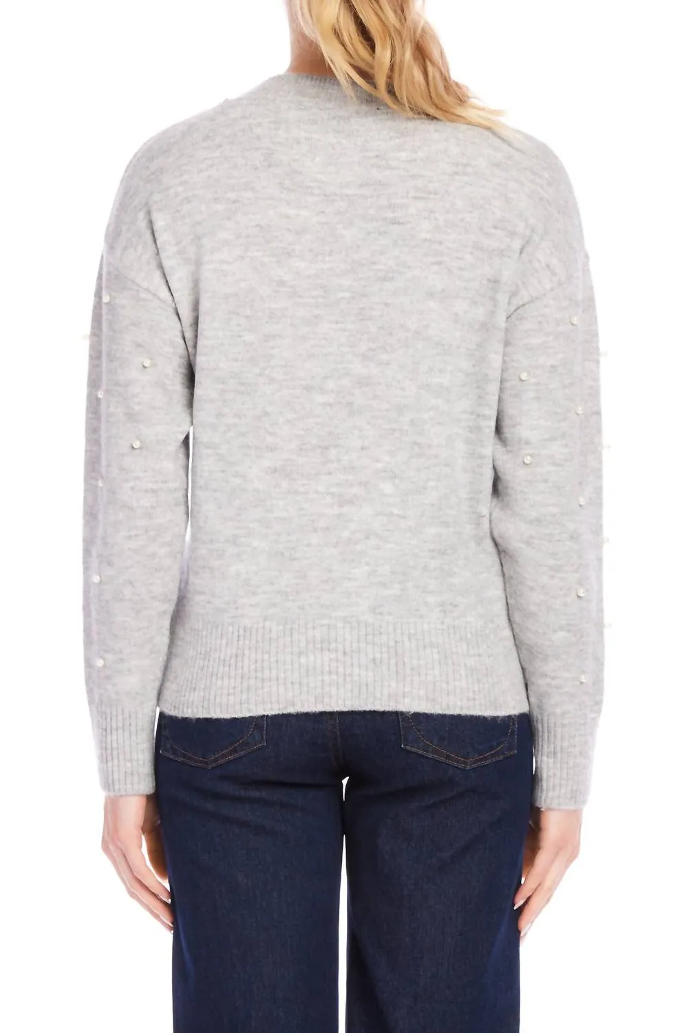 Pull à col rond Pearl en gris chiné clair
