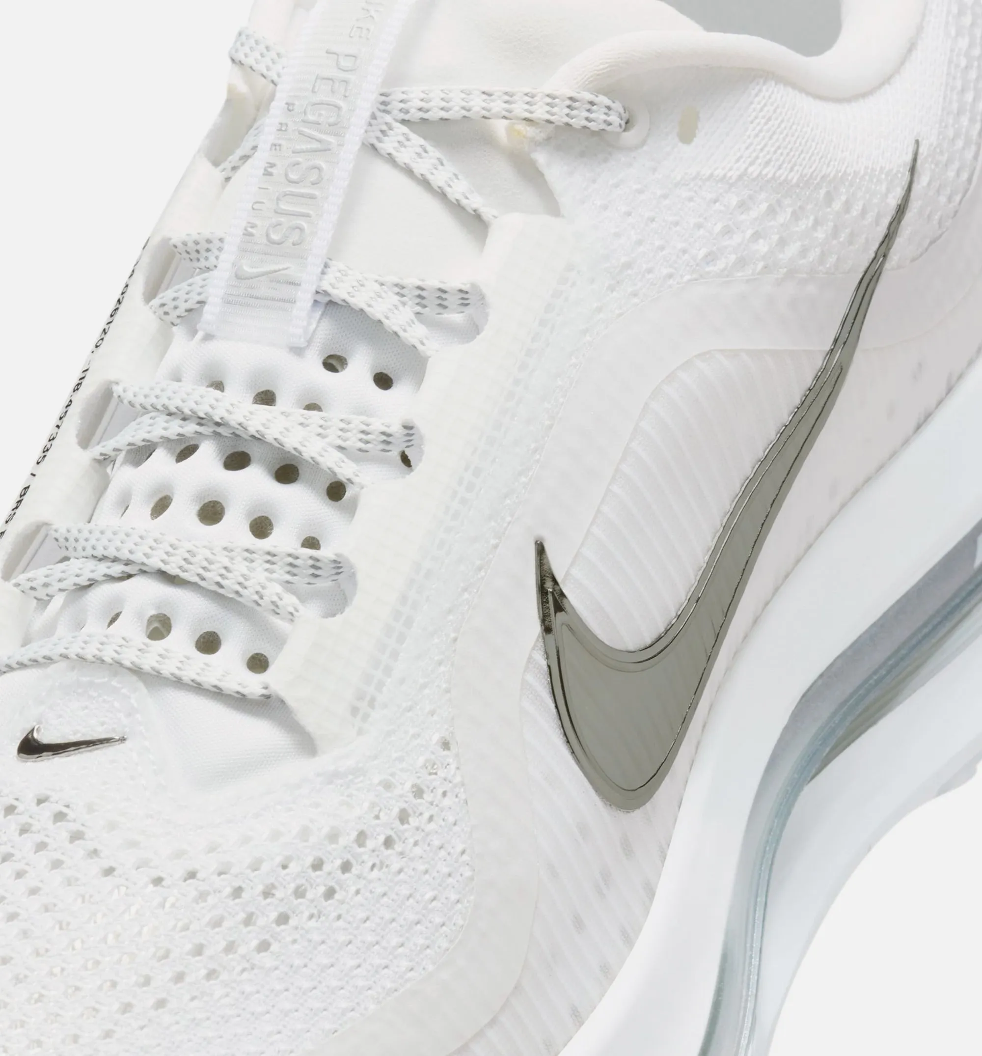 Pegasus Premium Mens Lifestyle Shoe - White/Metallic Silver/Metallic Silver Windproof Fabric Elastic Nylon