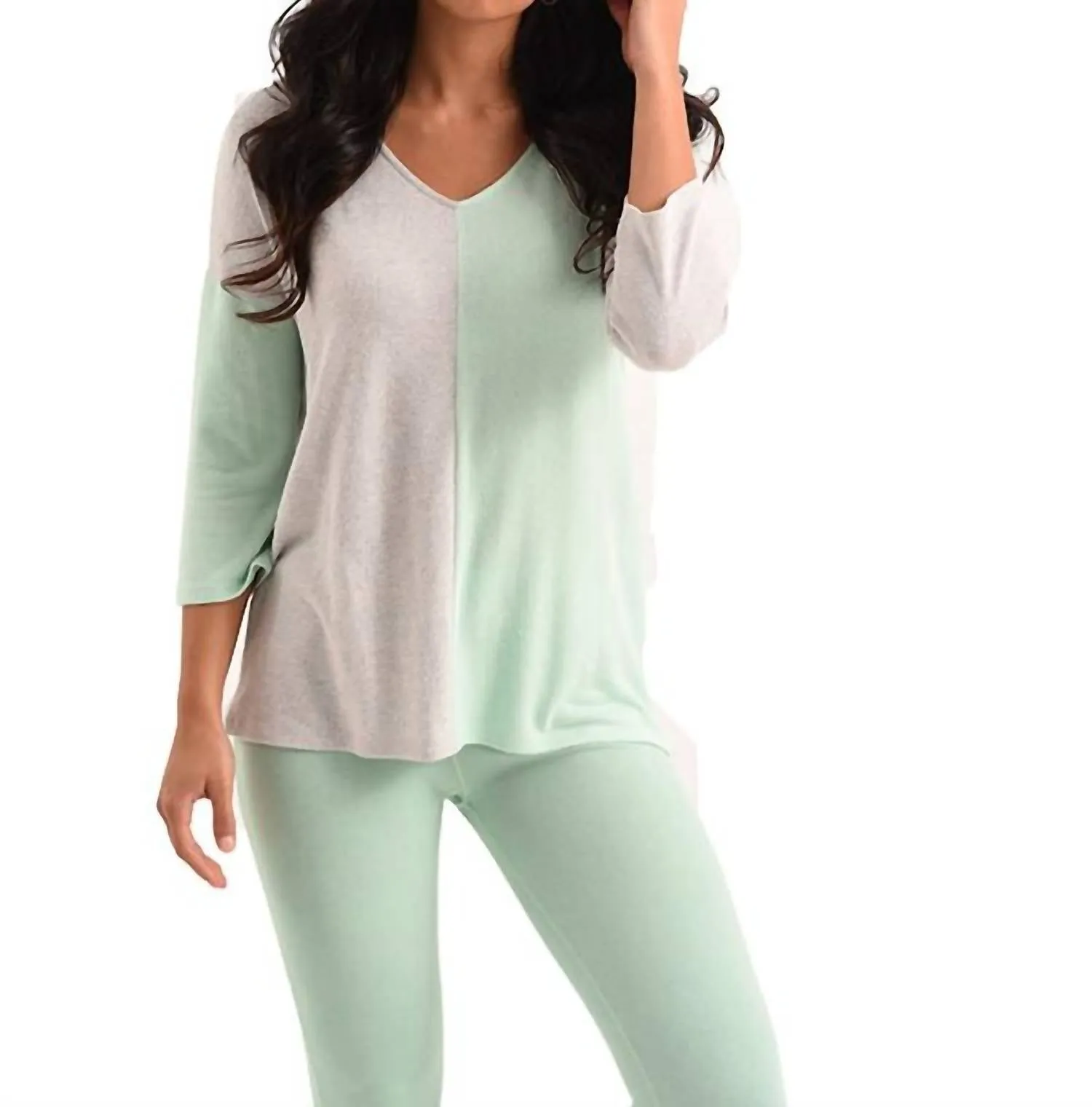 Pull Penelope 2 Tone Kashmira en gris/menthe