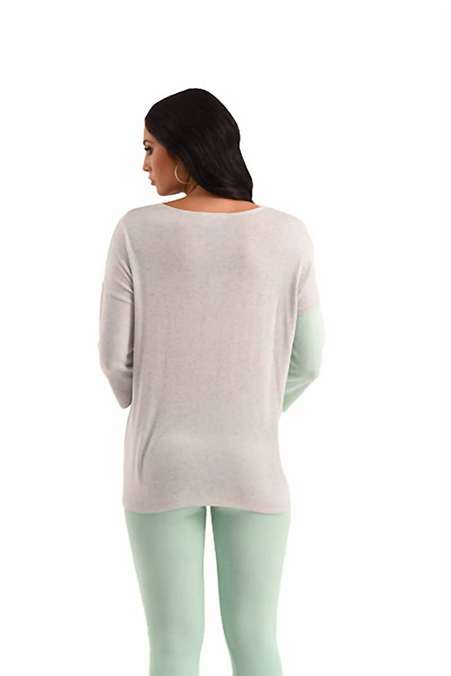 Pull Penelope 2 Tone Kashmira en gris/menthe