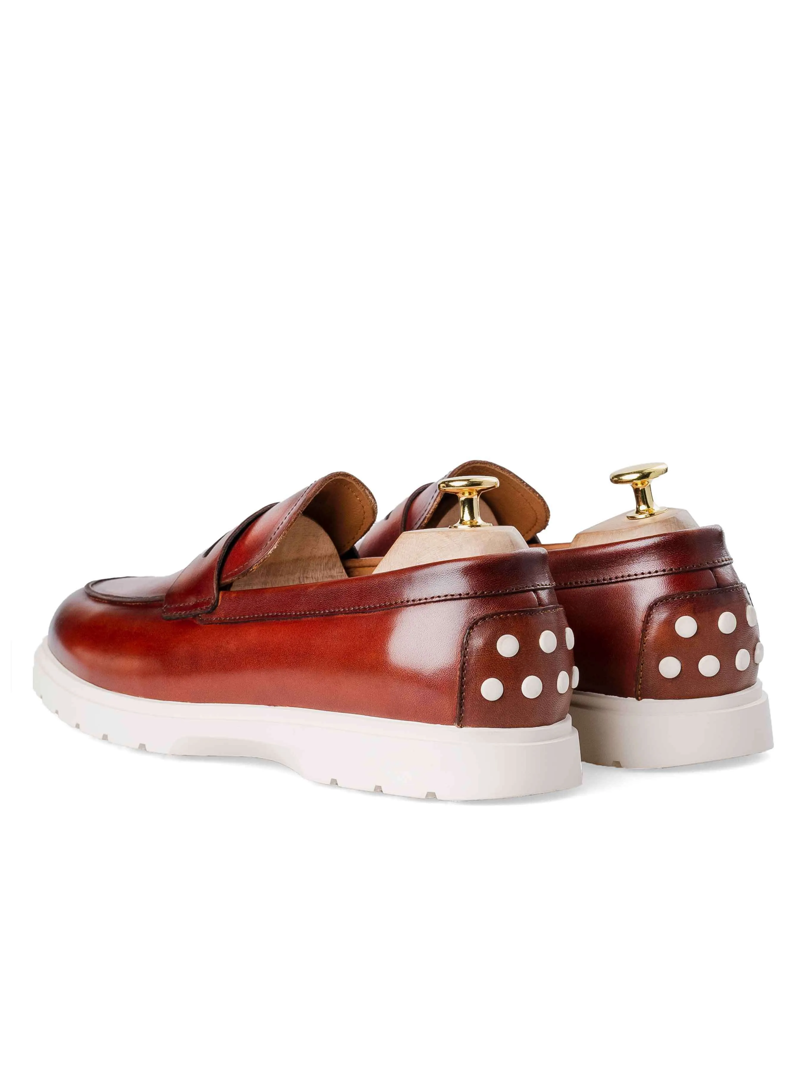 Walk Tall Halloween Sale Penny Loafer - Cognac Tan (Chalk Sole)