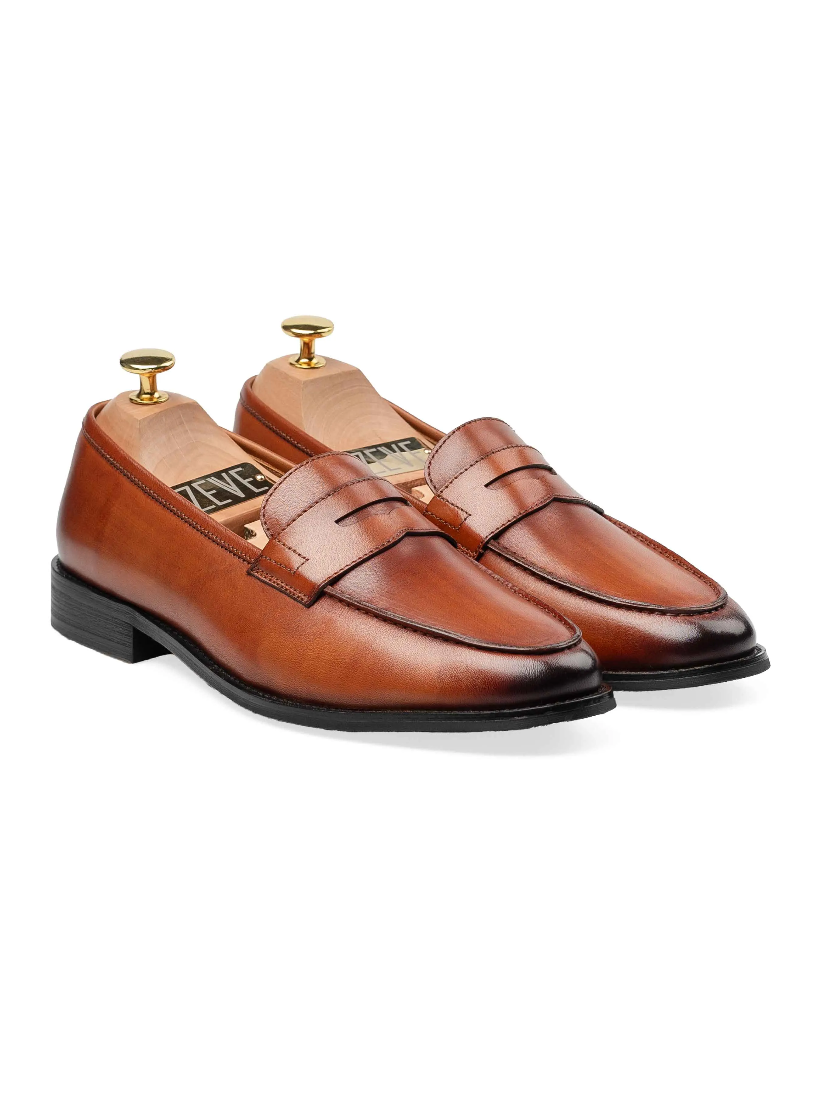 Penny Loafer - Cognac Tan (Hand Painted Patina) Designed to Dominate