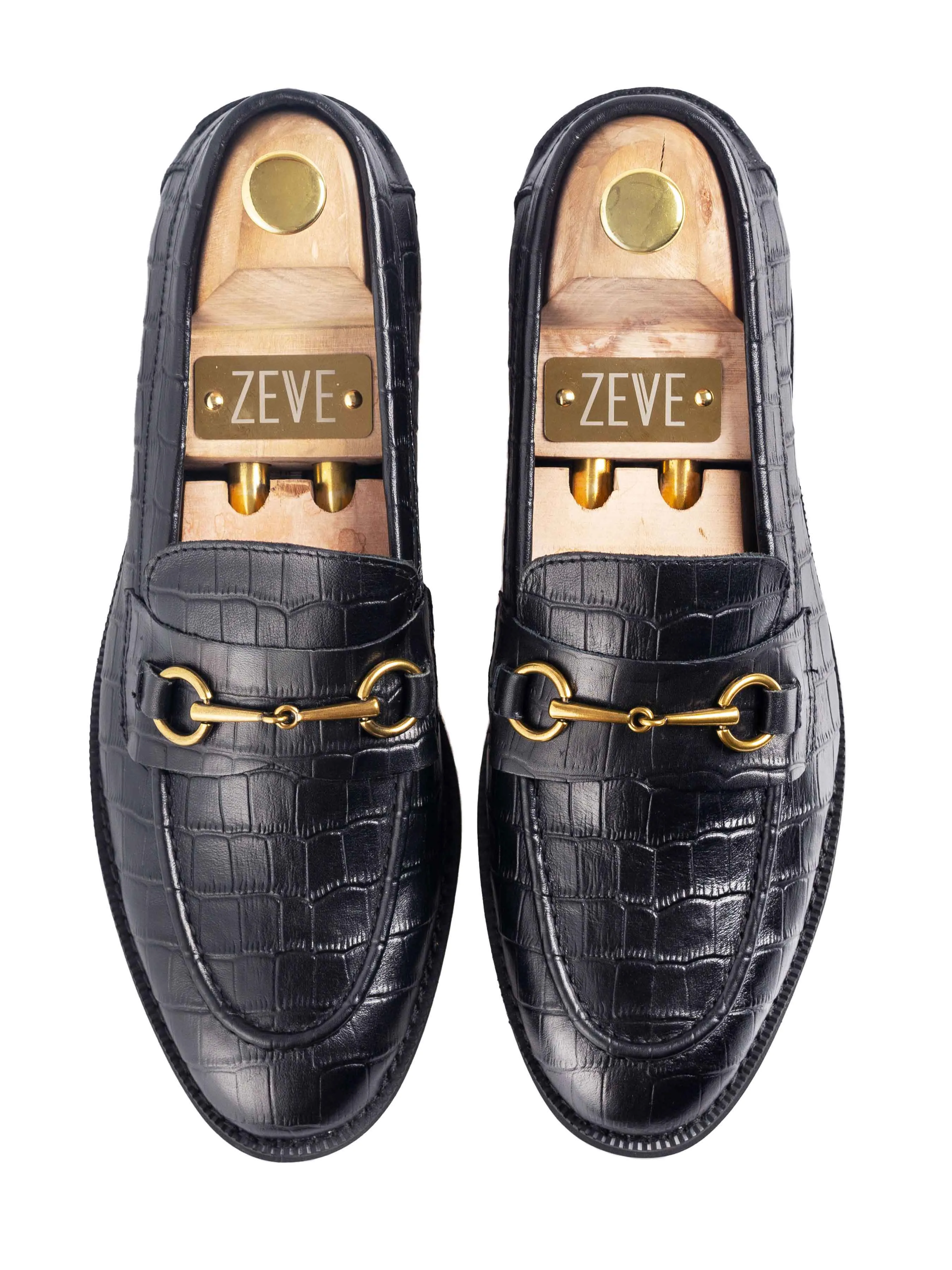 Christmas Eve Sale Dare to Lead Penny Loafer Horsebit Buckle - Black Croco Leather (Crepe Sole)