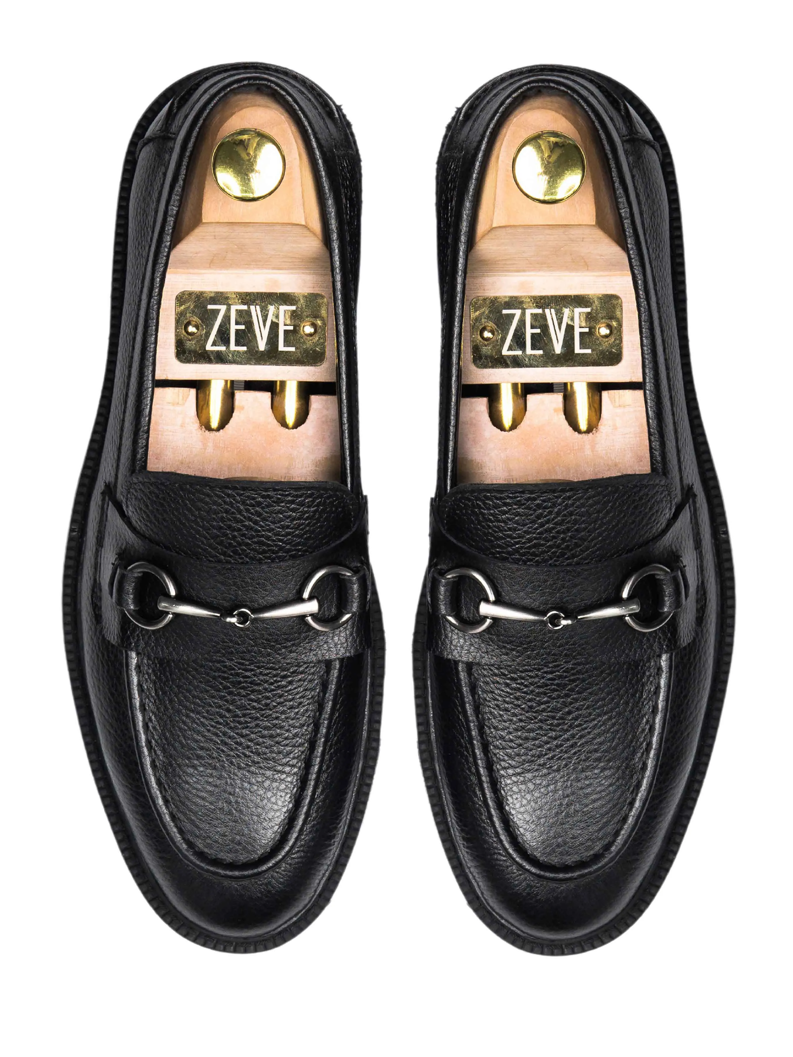 Penny Loafer Horsebit Buckle - Black Pebble Grain Leather (Combat Sole) Empower Your Journey Be Unstoppable