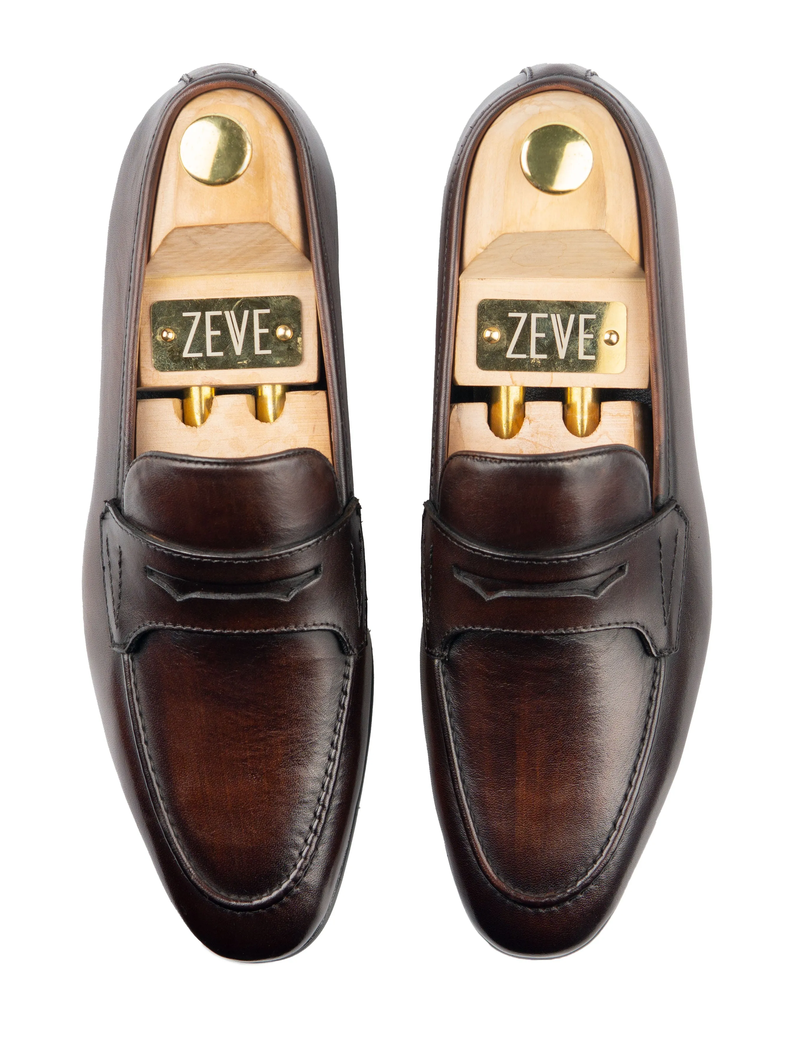 Limited Time Offer Penny Loafer Wing Strap - Dark Brown (Hand Painted Patina)