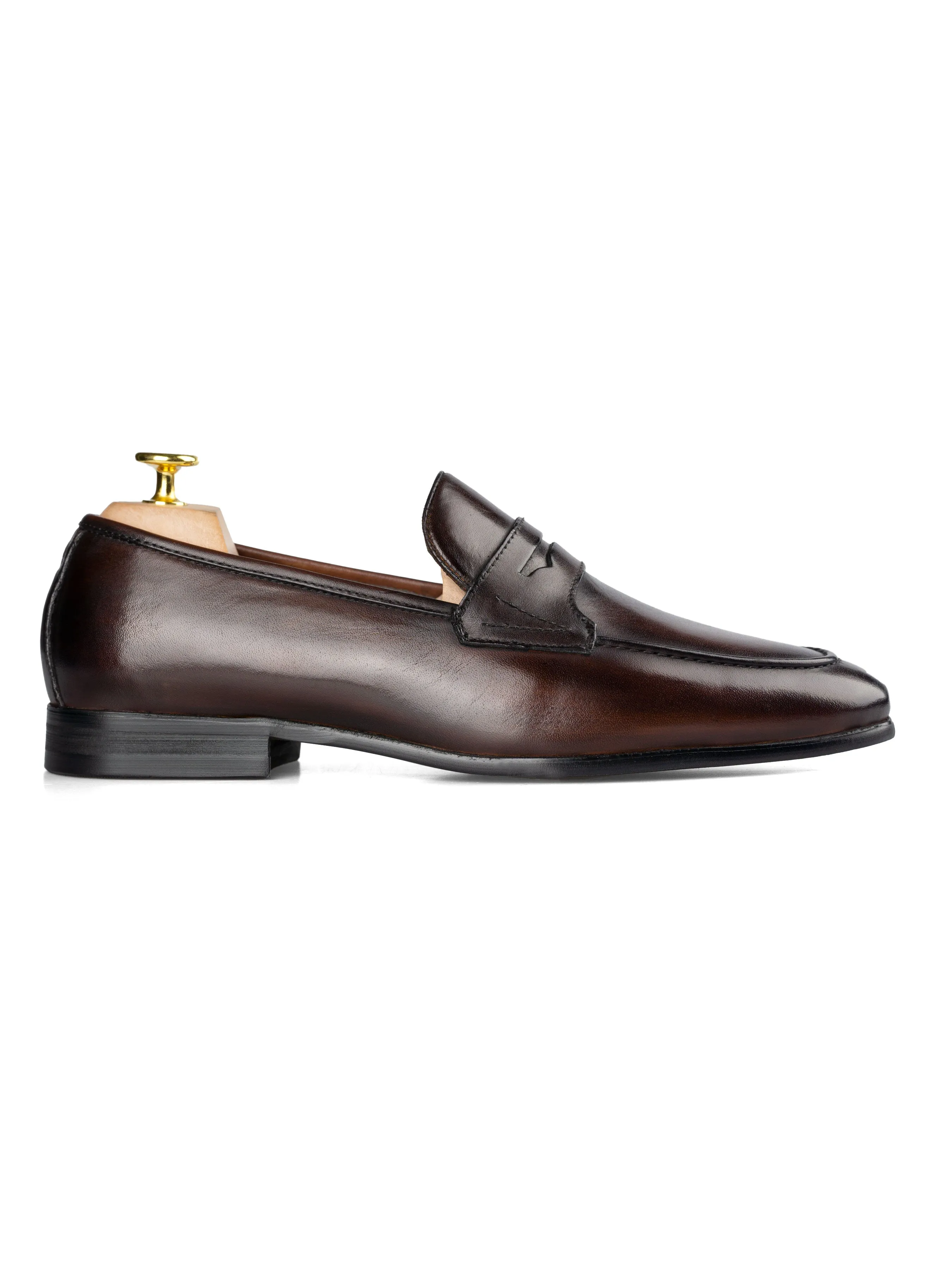 Winter Sale Empower Your Journey Penny Loafer Wing Strap - Dark Brown (Hand Painted Patina)