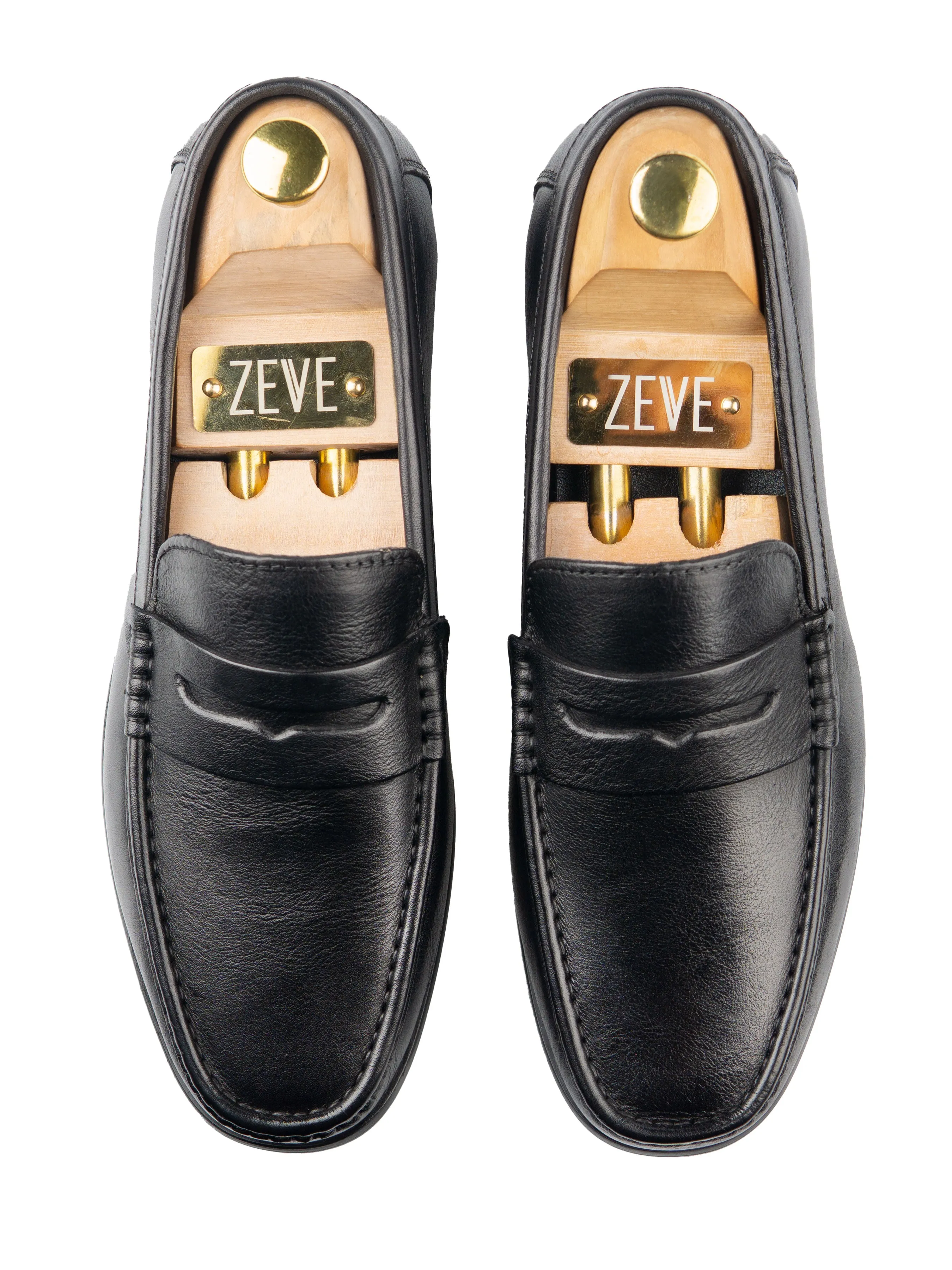 Comfortable EVA Slippers Key Ring Penny Moccasin Loafer - Solid Black