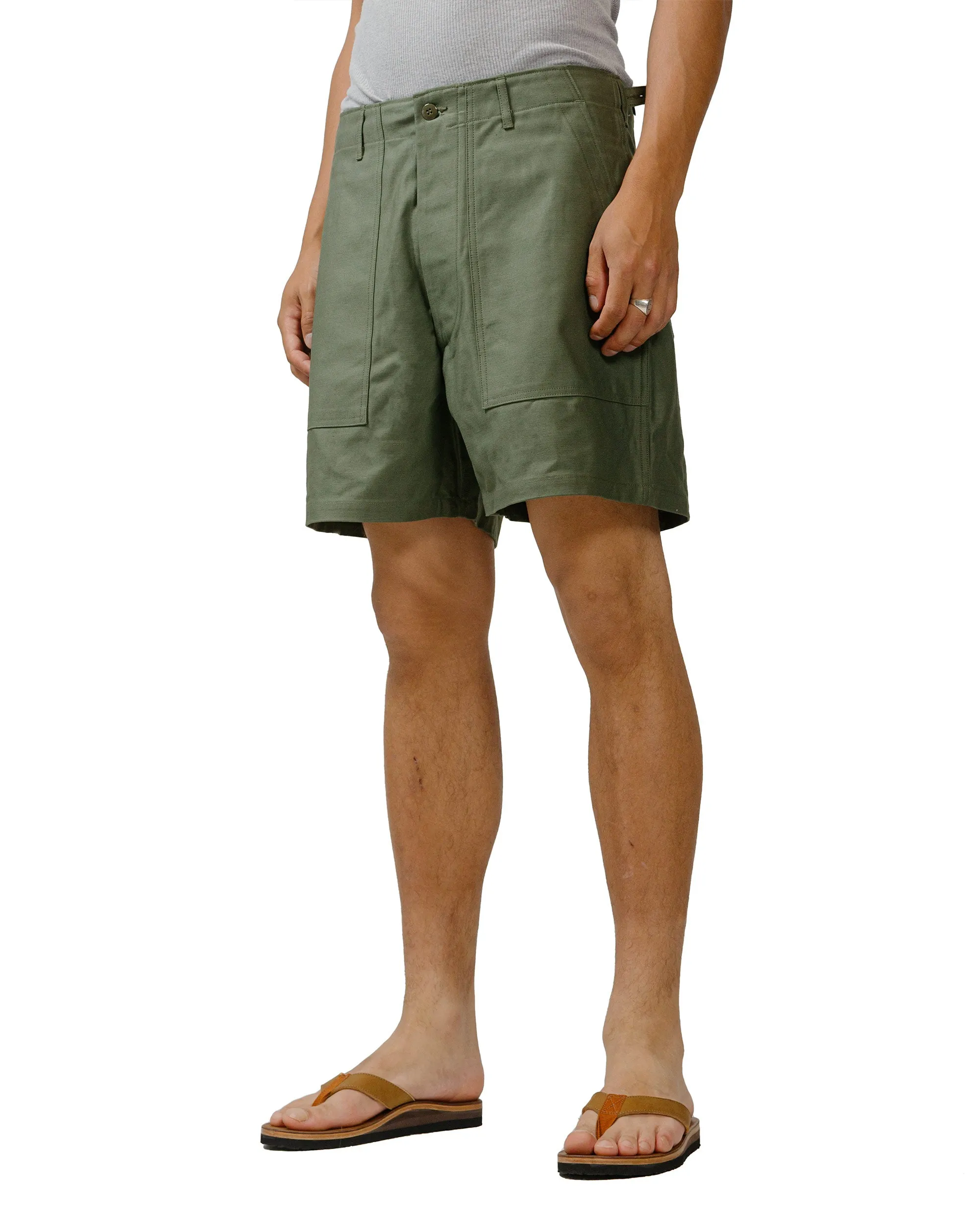 The Real Mccoy'S Mp24004 Utility Shorts / Cotton Sateen Olive Anniversary Moisture Wicking Technology