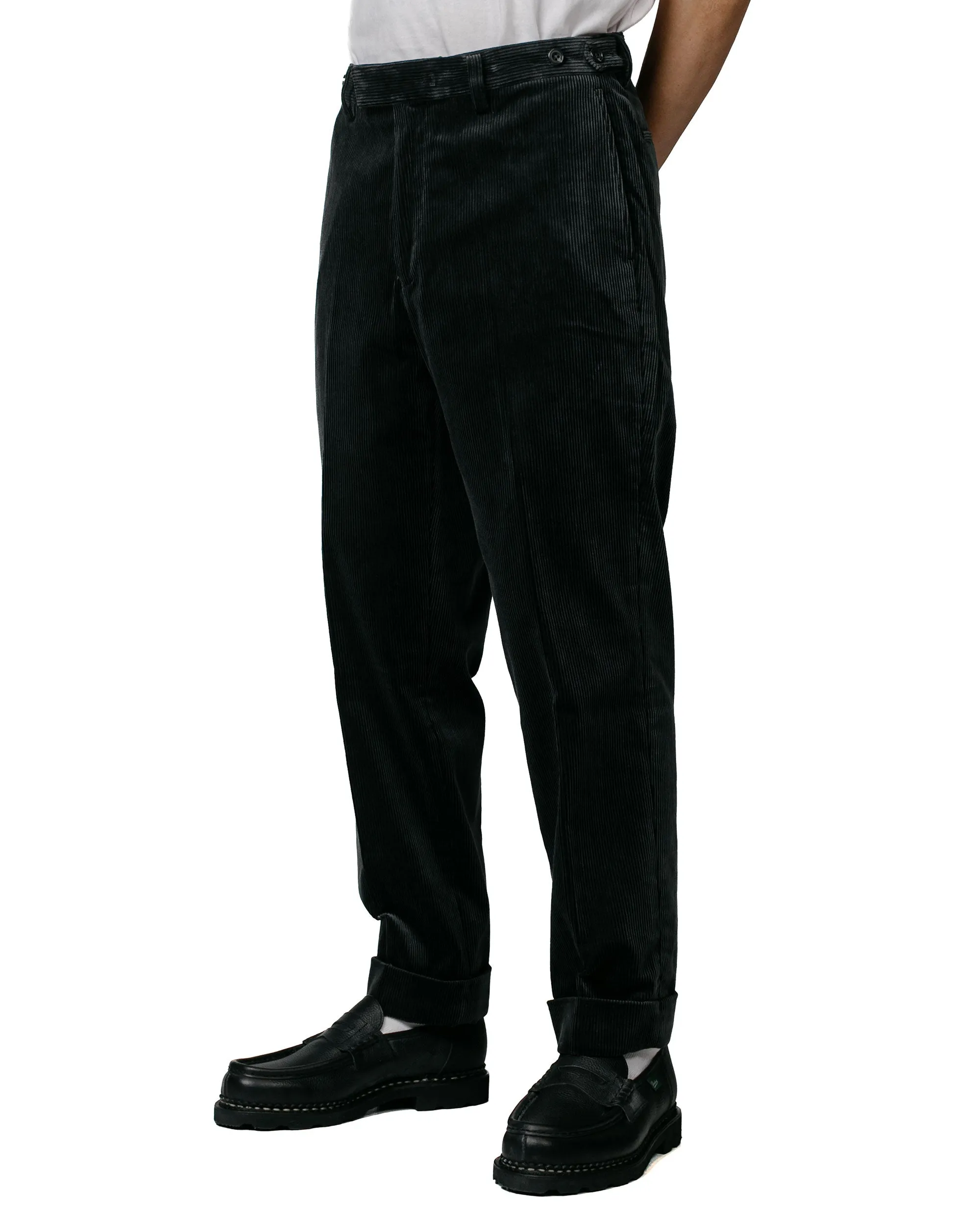 Sporty Finish Beams Plus Ivy Trousers Ankle-Cut Corduroy Charcoal Grey
