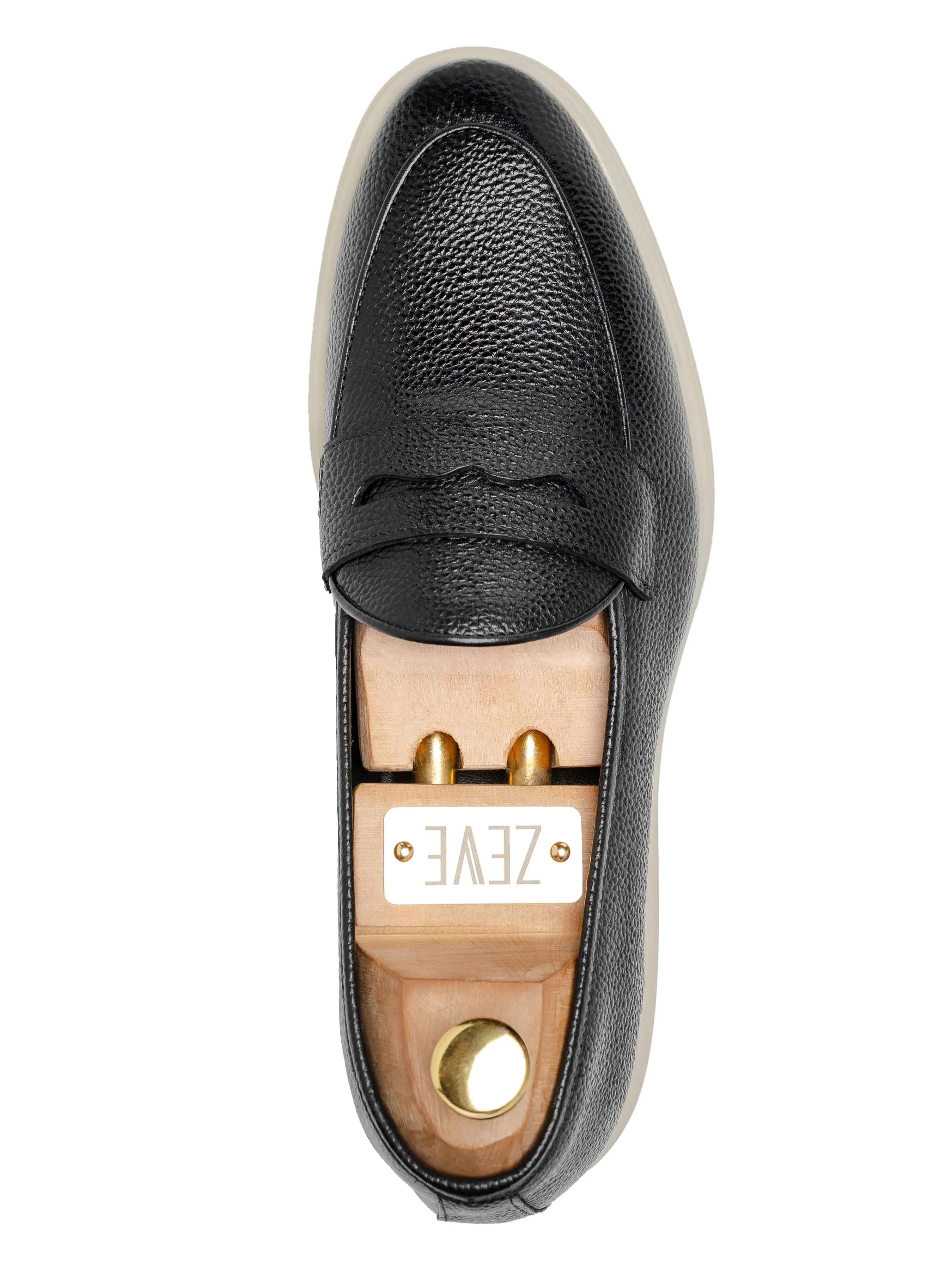 Pietro Belgian Loafer - Black Pebble Grain Leather (Soflex Sole) Adjustable Feature
