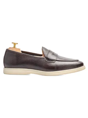 Pietro Belgian Loafer - Coffee Pebble Grain Leather (Soflex Sole) Adjustable Pressure