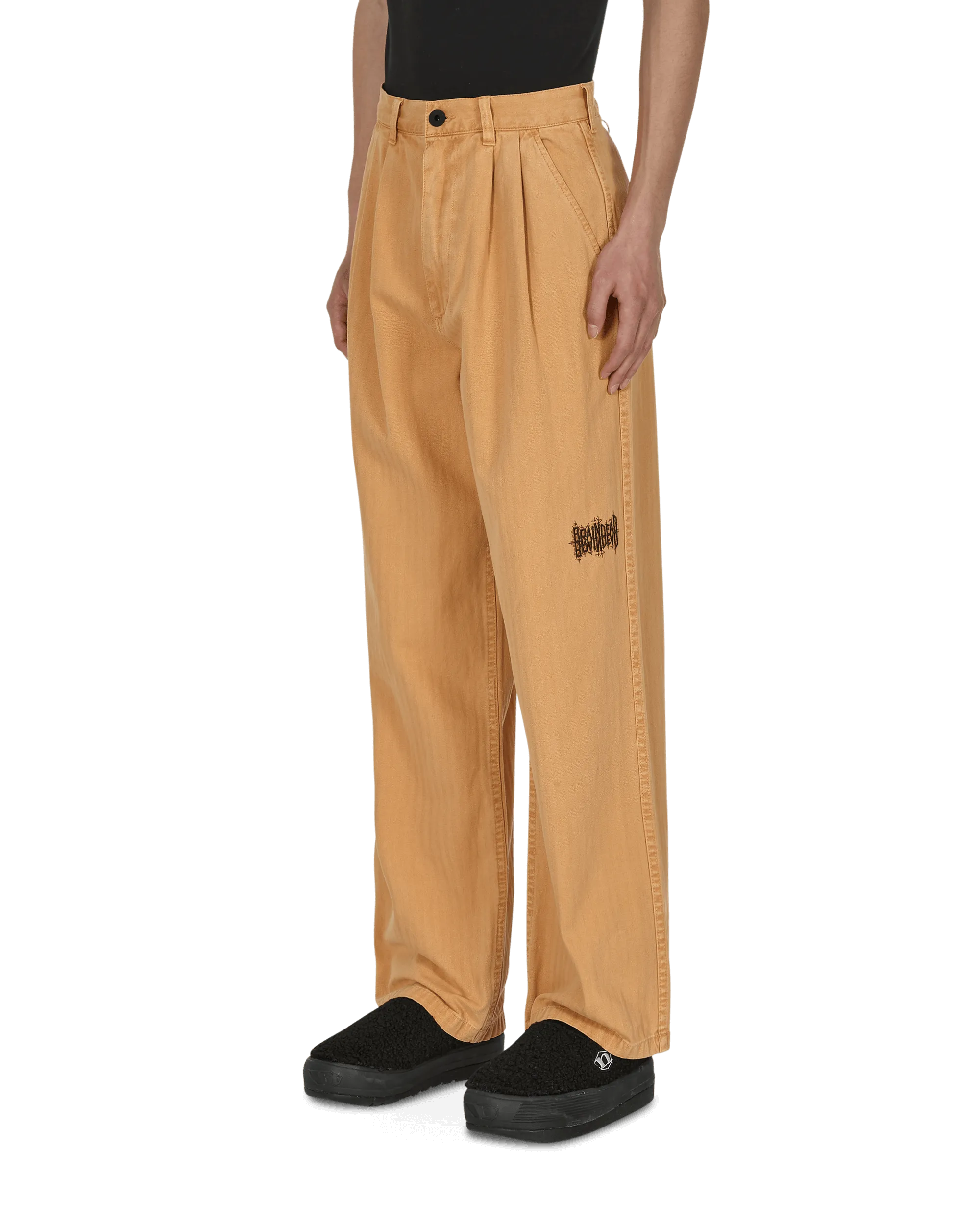 Livewire Pigment Dyed Herringbone Pants Orange Dot Pattern Binding Trim
