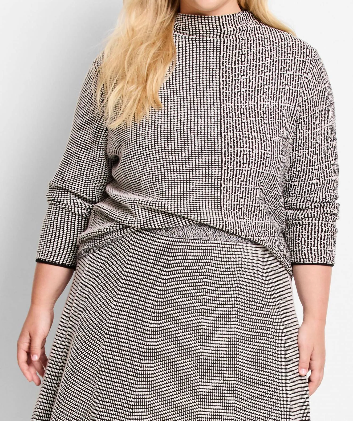 Pull en maille pixelisé multicolore crème