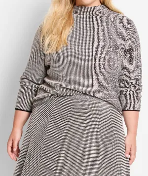 Pull en maille pixelisé multicolore crème