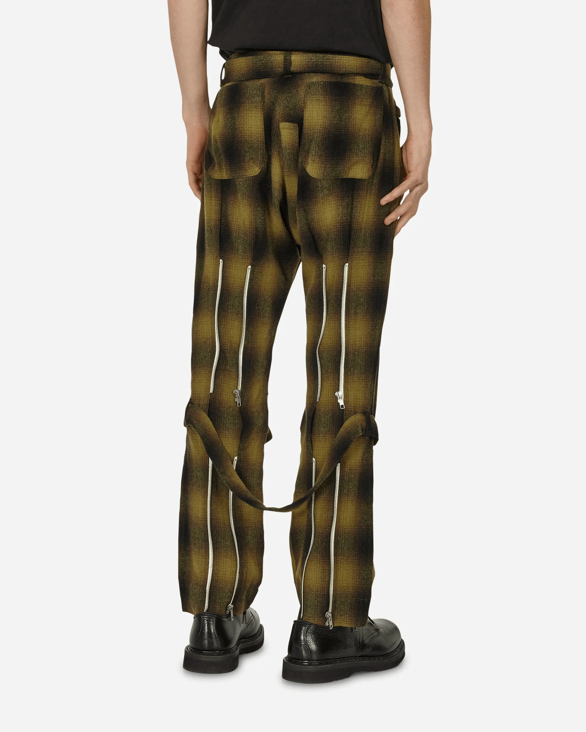 Plaid Wool Ombre Bontage Pants Yellow Contour Fit