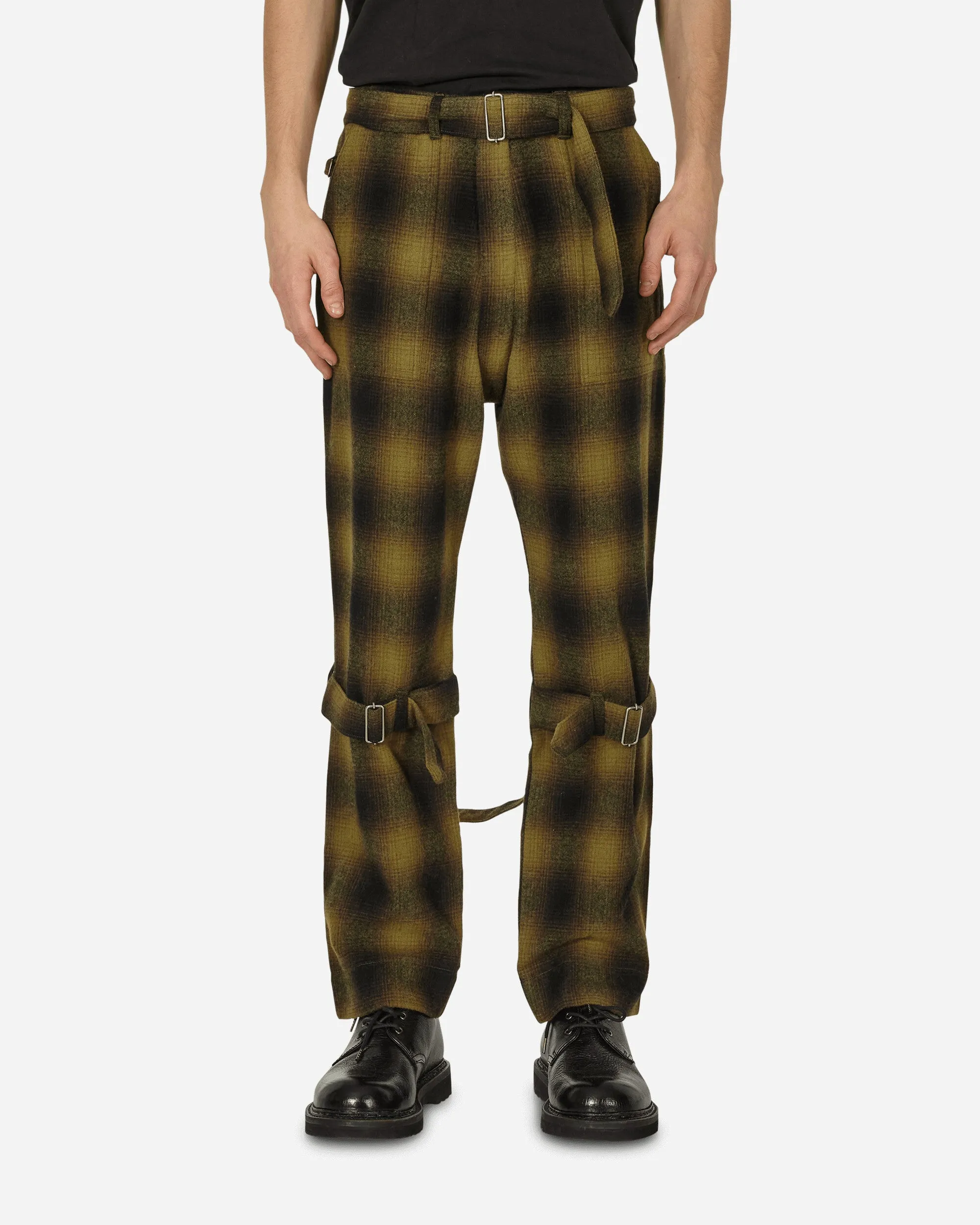Plaid Wool Ombre Bontage Pants Yellow Waterproof - Hood