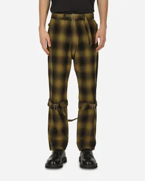 Plaid Wool Ombre Bontage Pants Yellow Waterproof - Hood