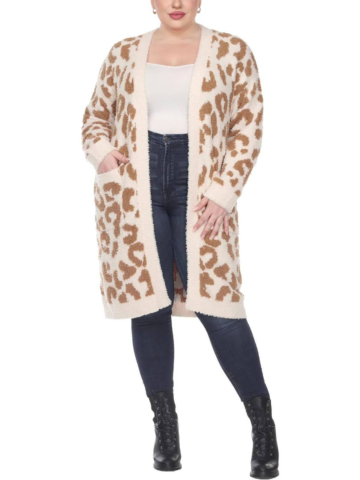 Cardigan en maille léopard pour femmes Plus