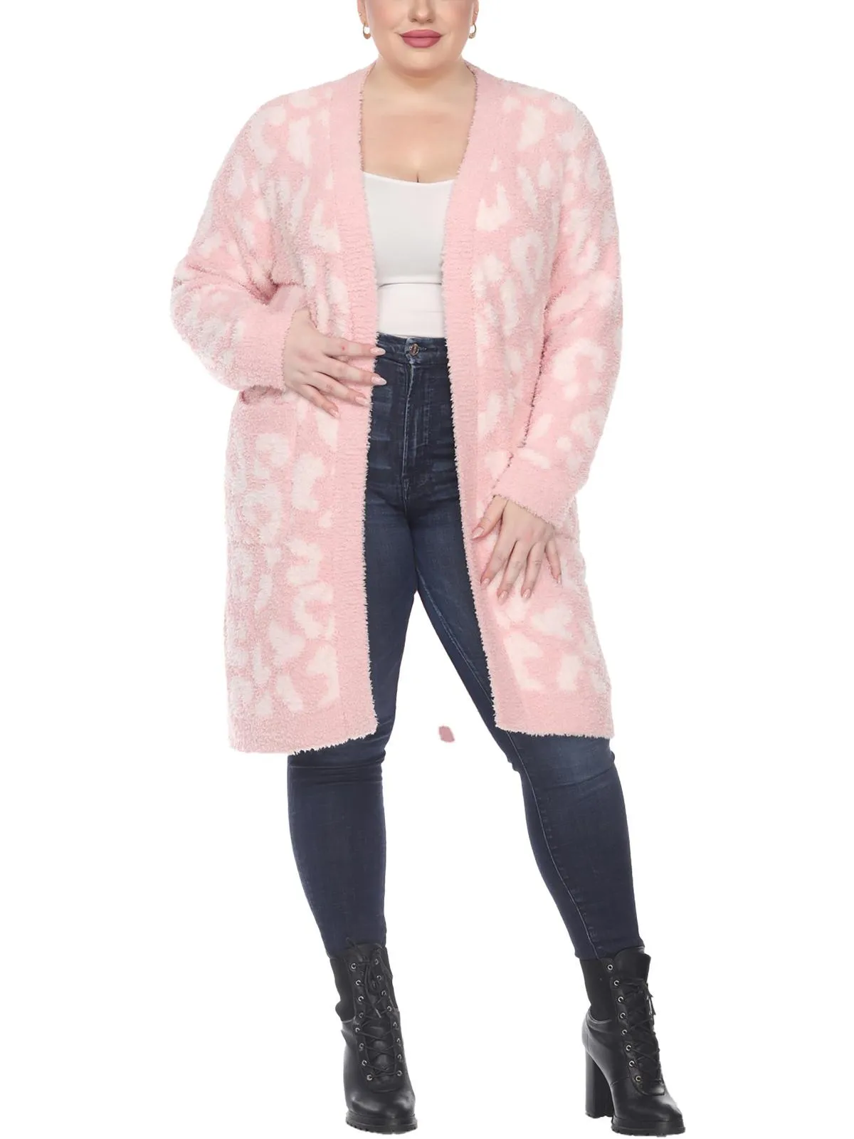 Cardigan en maille léopard pour femmes Plus