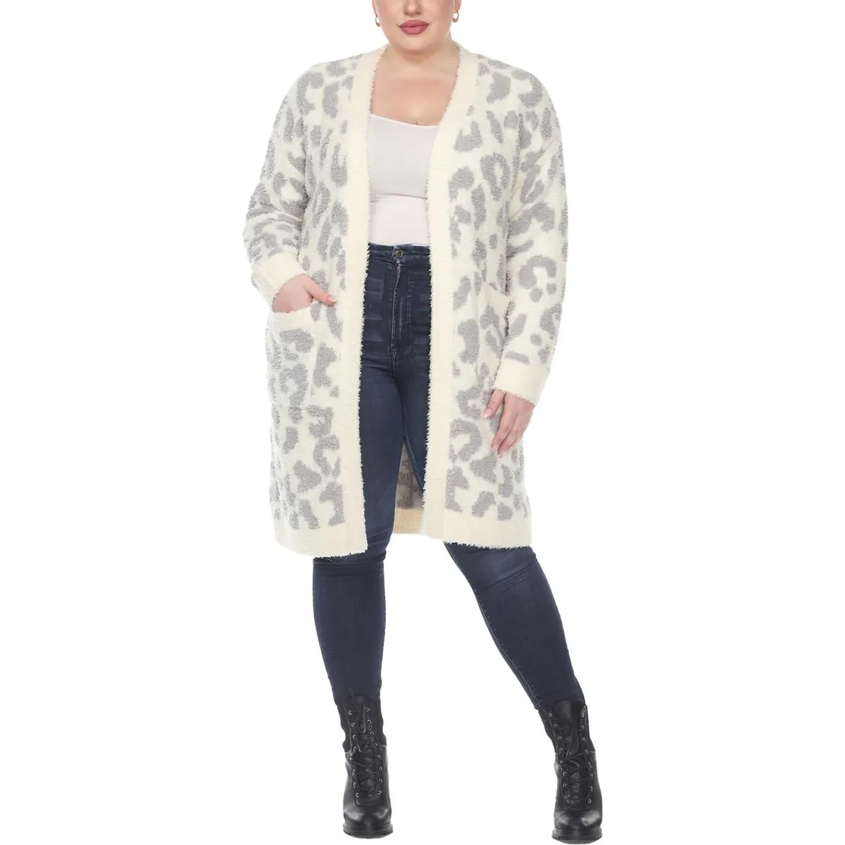 Cardigan en maille léopard pour femmes Plus