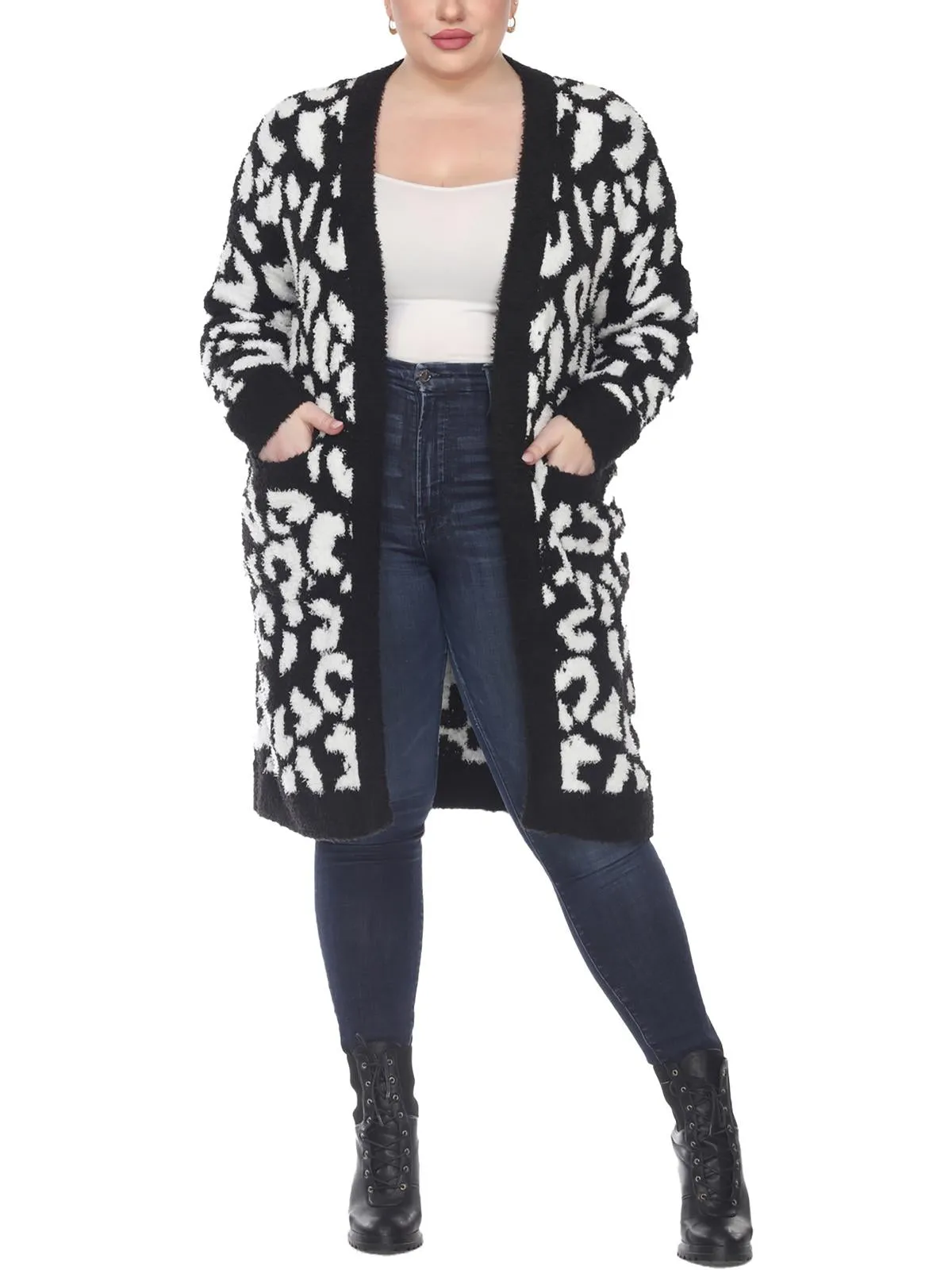 Cardigan en maille léopard pour femmes Plus