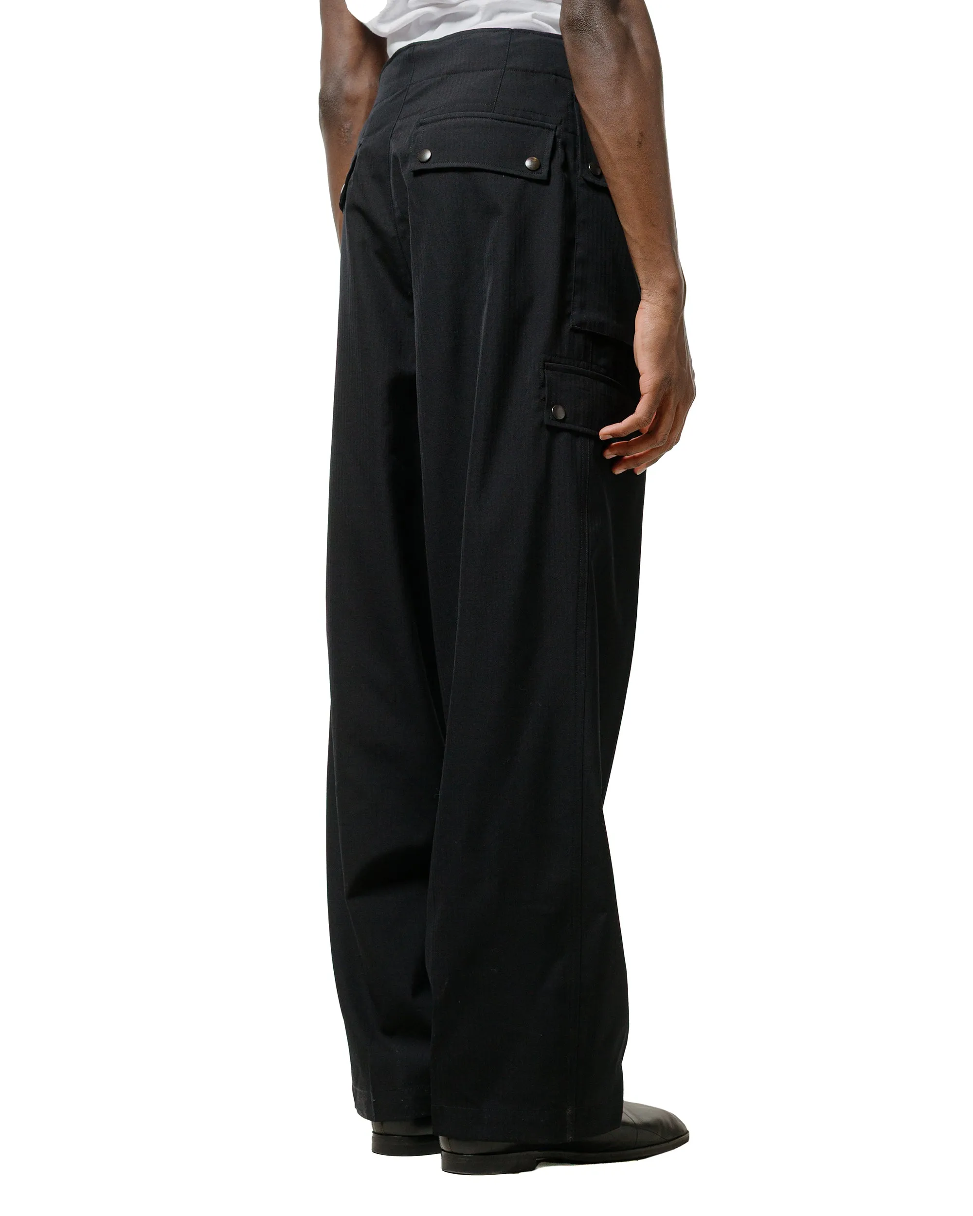 Soccer Field Auralee Wool Herringbone Cargo Pants Black