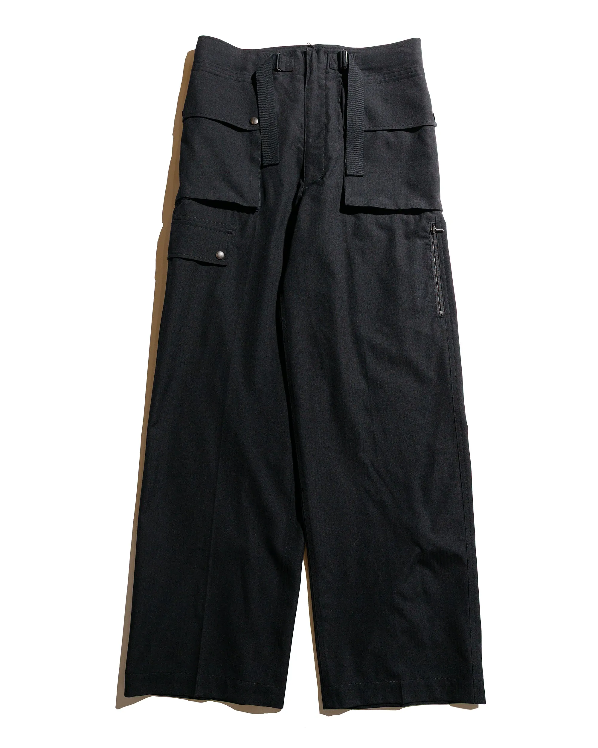 Hoodie Bandana Easy-Adjust Closure Auralee Wool Herringbone Cargo Pants Black