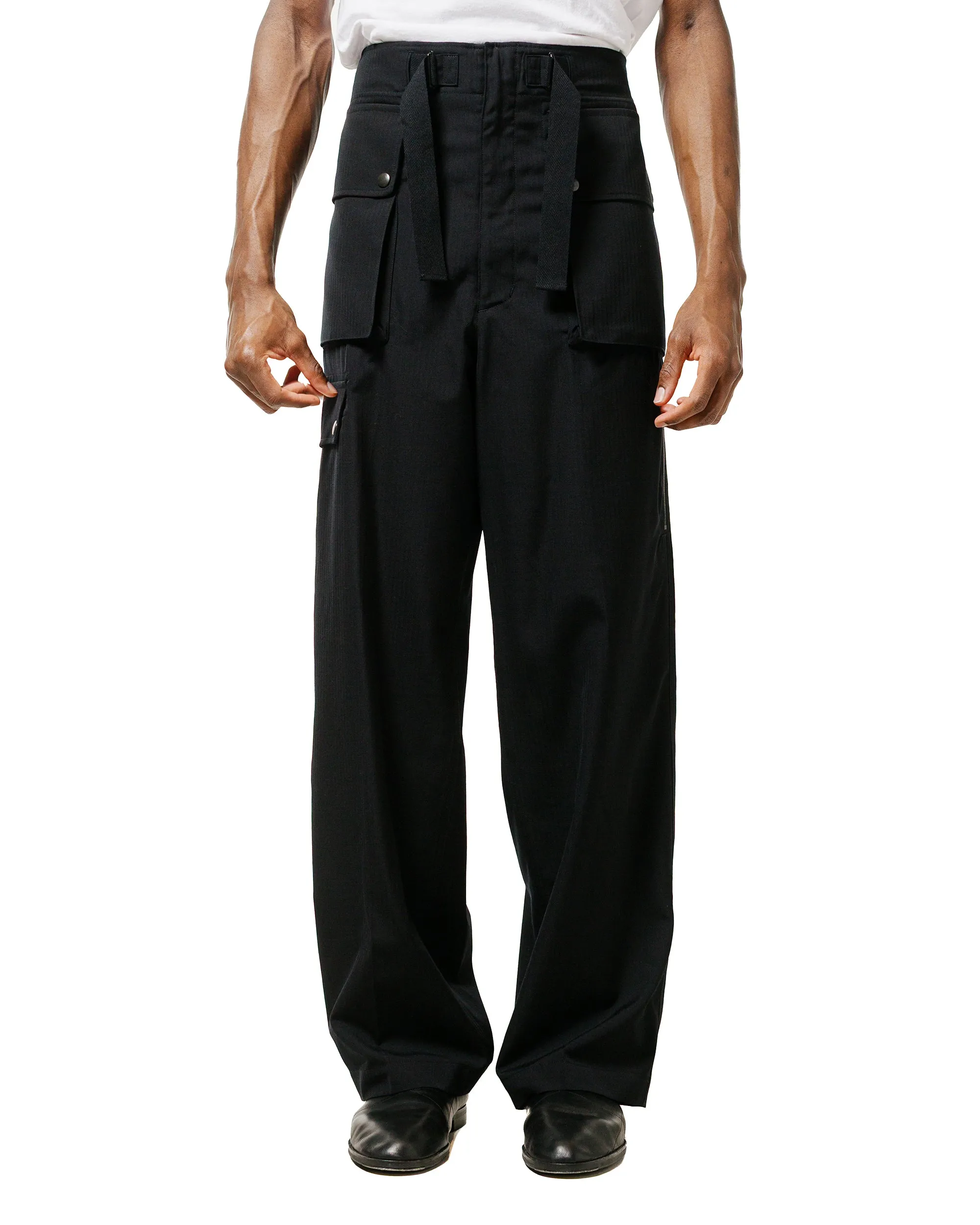 Auralee Wool Herringbone Cargo Pants Black Eye Opening - less