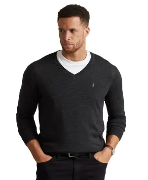 Pull Polo Ralph Lauren pour Hommes - Pull à col en V Granite Foncé Chiné APP166