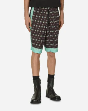Houndstooth Pattern Printed Viscose Shorts Brown