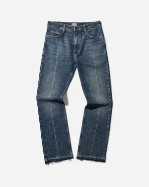 Hood With Fringe Low Maintenance Design Men'S Washed Denim Pants Coated Used Indigo