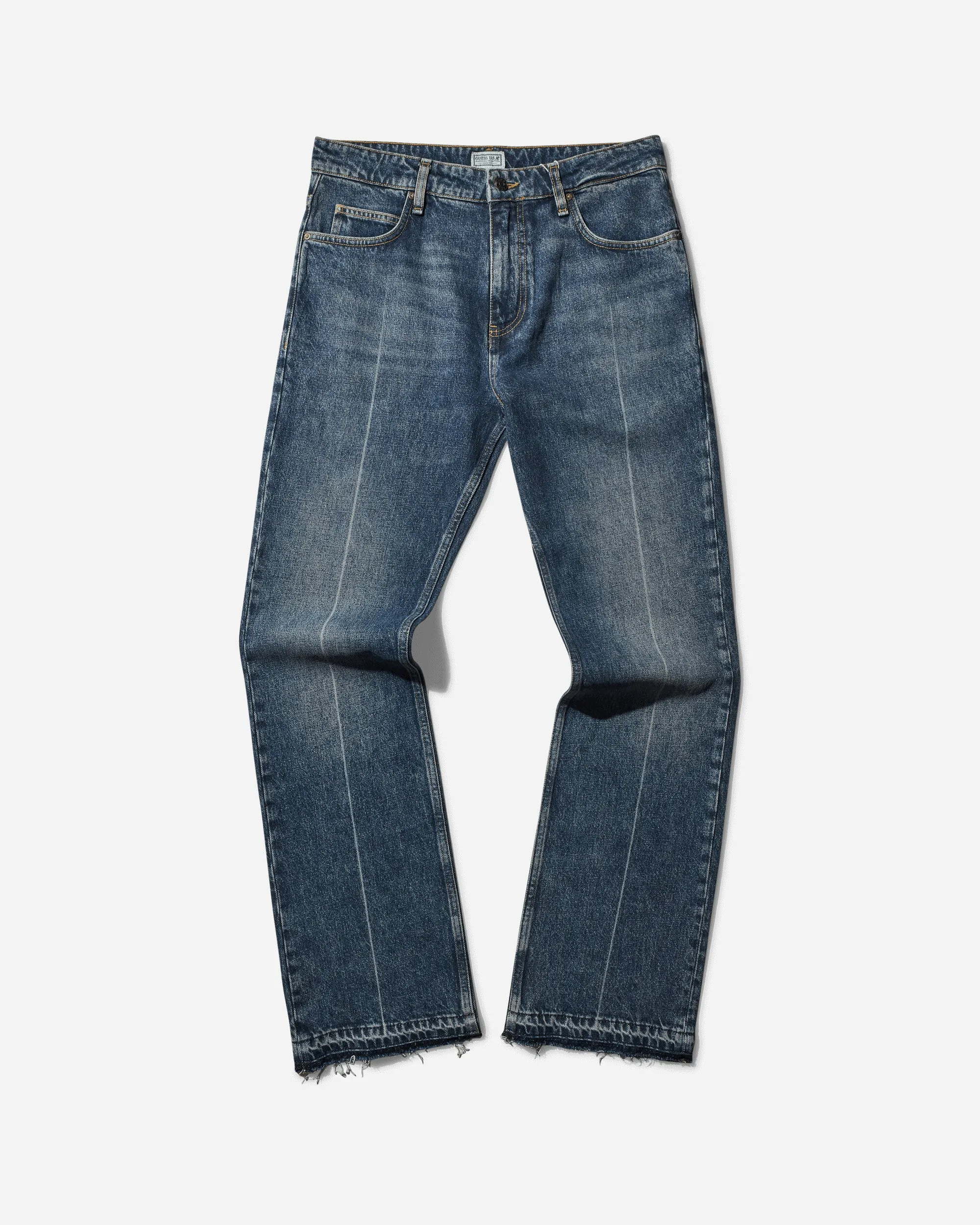 Hood With Fringe Low Maintenance Design Men'S Washed Denim Pants Coated Used Indigo