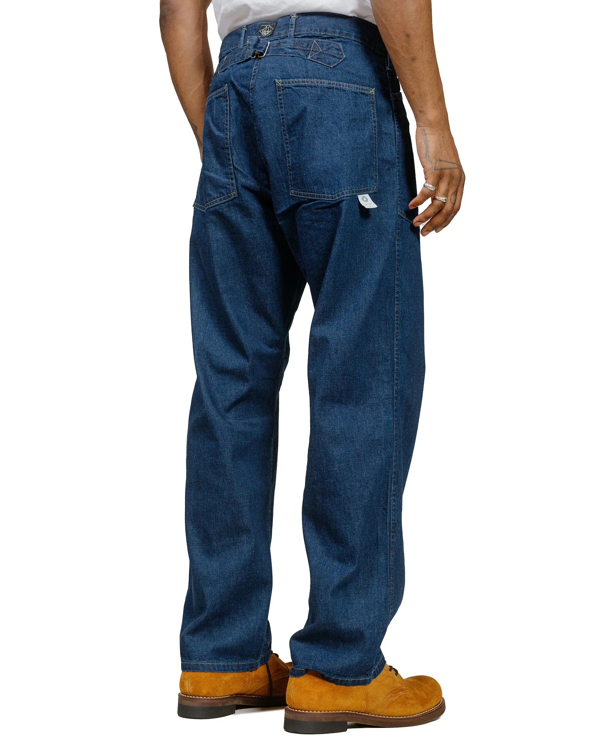 Fashionable Garment Post O'Alls Army Pants Blue Denim W/Od Yellow Stitch Indigo