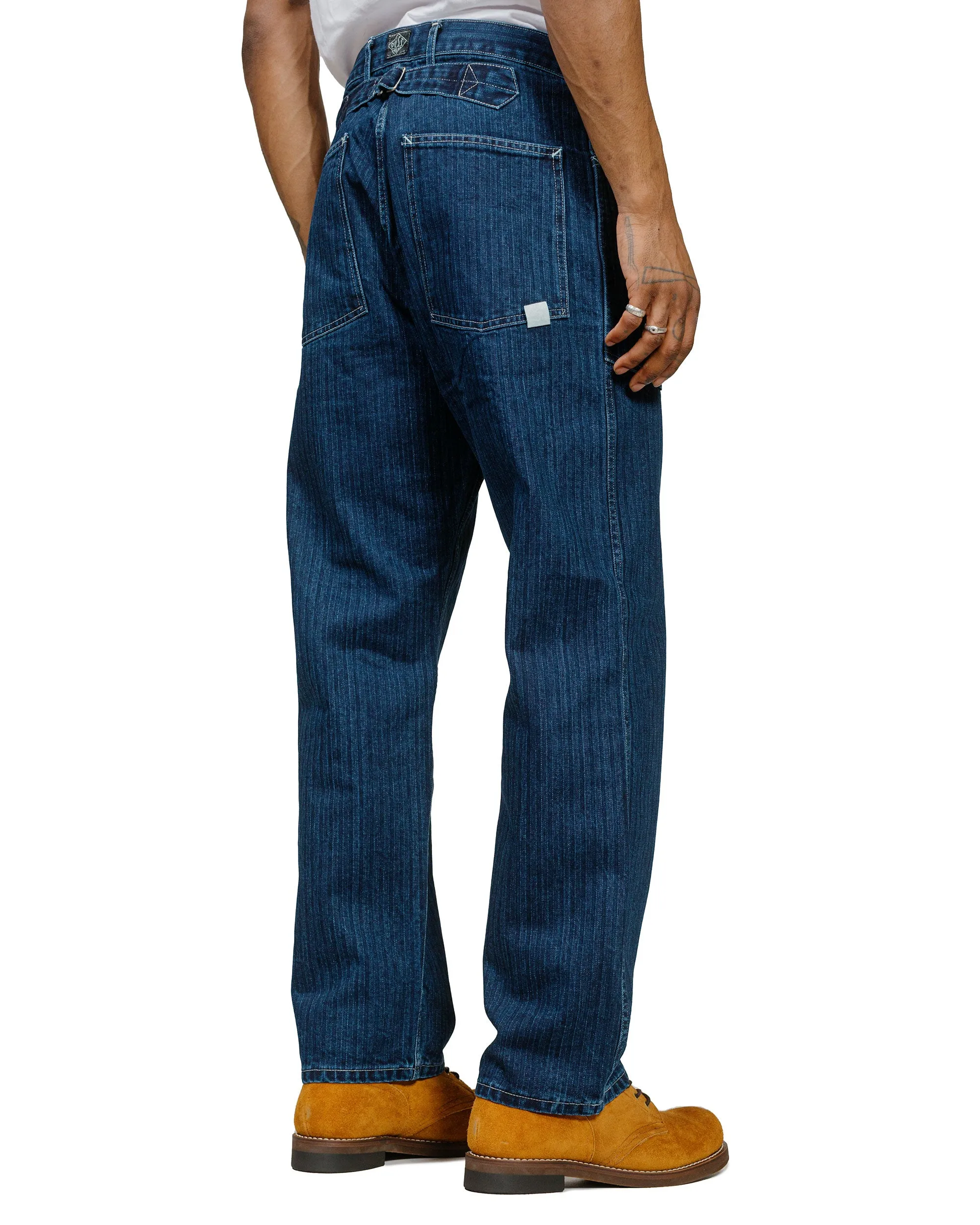 High Softness Metal Accents Post O'Alls Army Pants Herringbone Denim Double Indigo