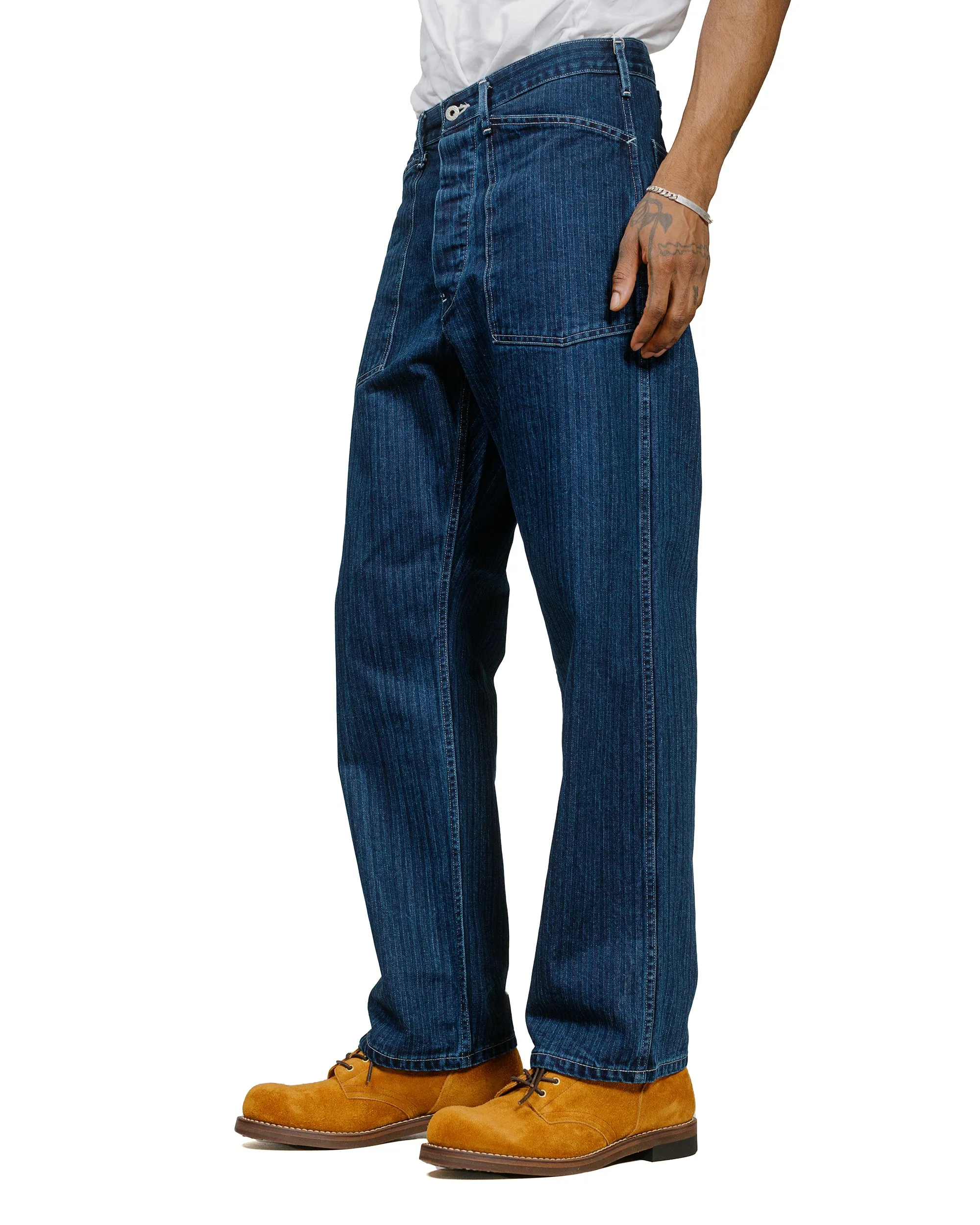 Comfortable Mobility Level Post O'Alls Army Pants Herringbone Denim Double Indigo