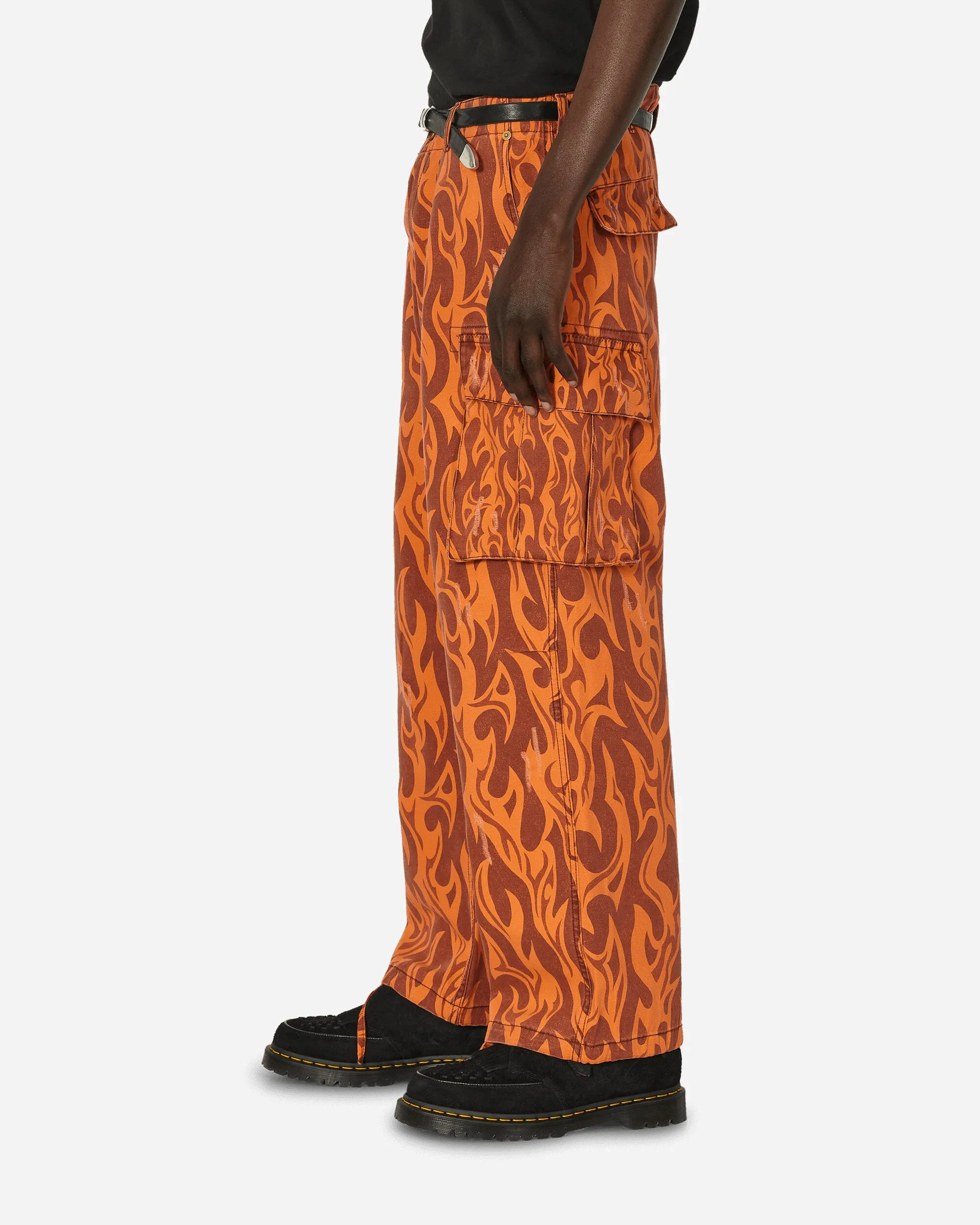 Printed Flame Cargo Pants Orange Shawl Shorts Knitwear Styling