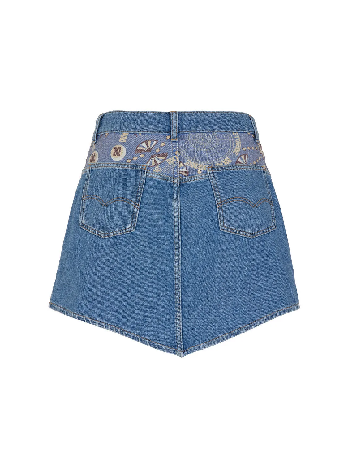 Mini jupe en jean imprimé