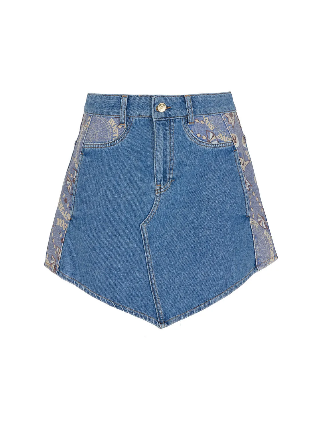 Mini jupe en jean imprimé