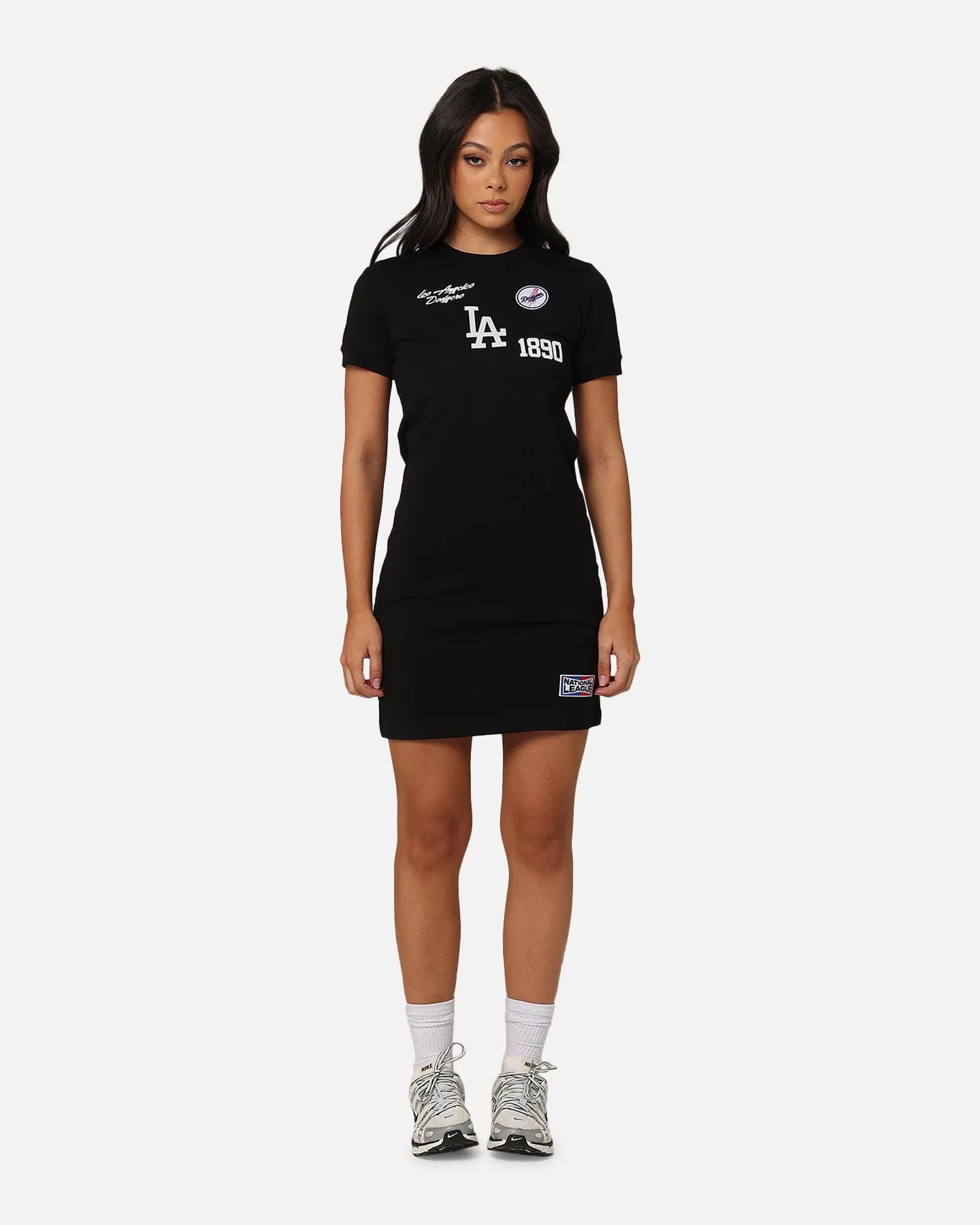 Pro Standard Women'S Los Angeles Dodgers Bodycon Mini Dress Black Curved Hem Look Regular Width at Cuff