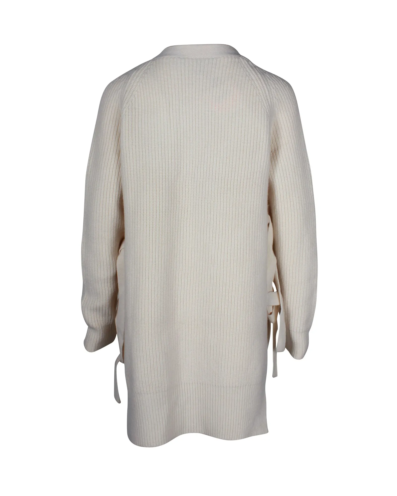 Cardigan en laine crème à col en V et côtes Proenza Schouler