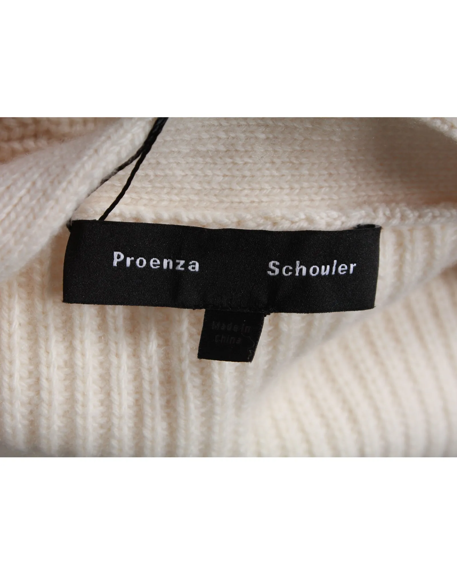 Cardigan en laine crème à col en V et côtes Proenza Schouler