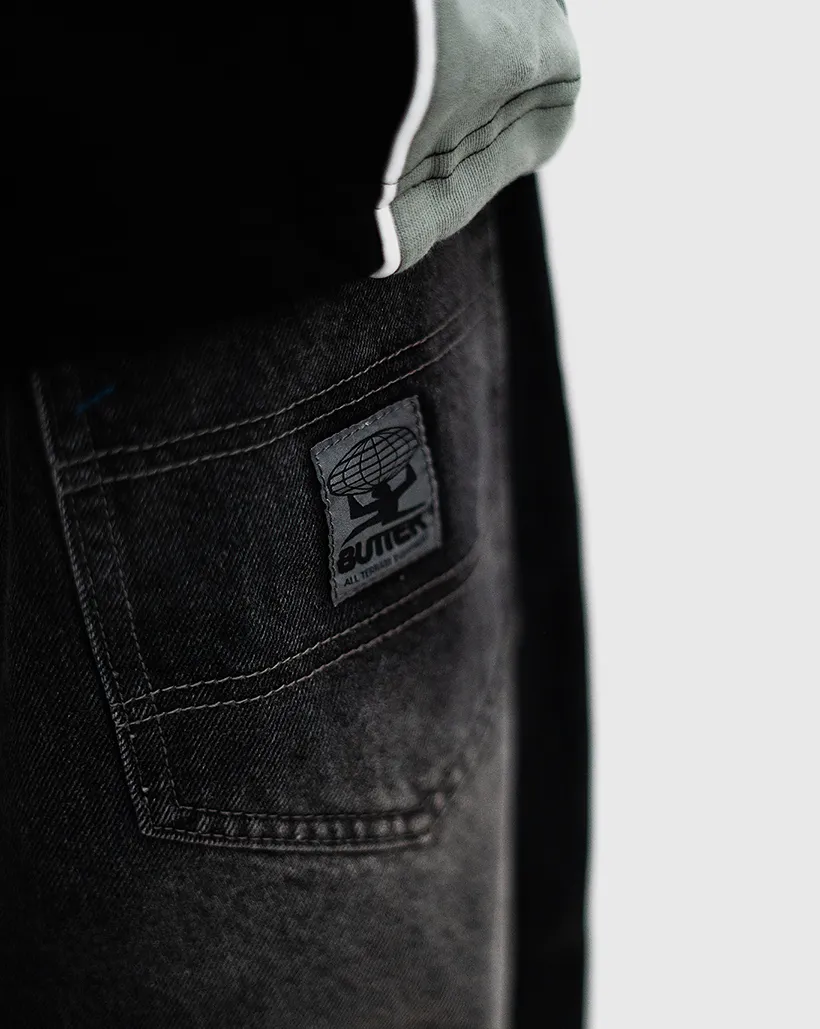Butter Goods Wide Cut Denim Jeans - Washed Black Progressing Avoiding