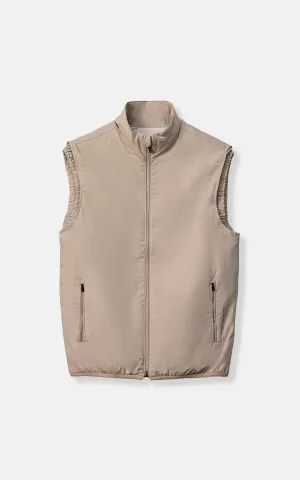 Puffer  Sleeveless Jacket Light Khaki Shock Absorbing Design Treatment