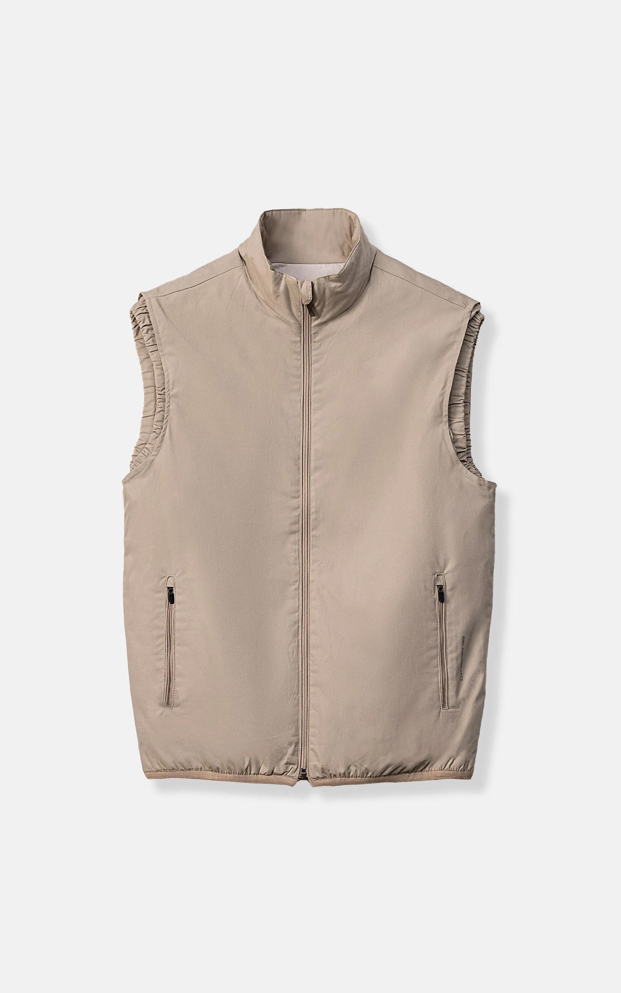 Puffer  Sleeveless Jacket Light Khaki Shock Absorbing Design Treatment