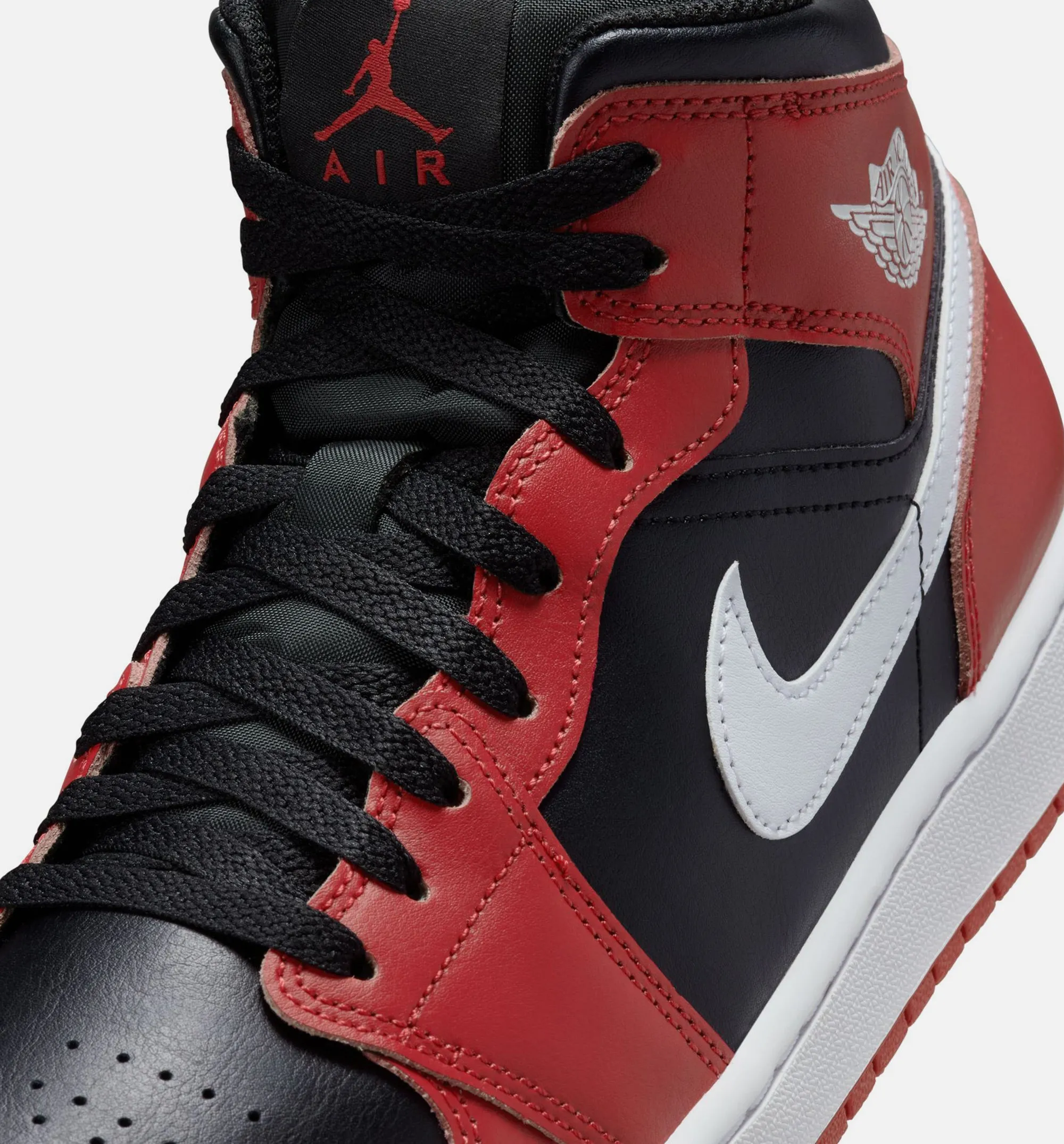 Air Jordan 1 Mid Black Gym Red Mens Basketball Shoe - Black/Gym Red/White Tarotistically