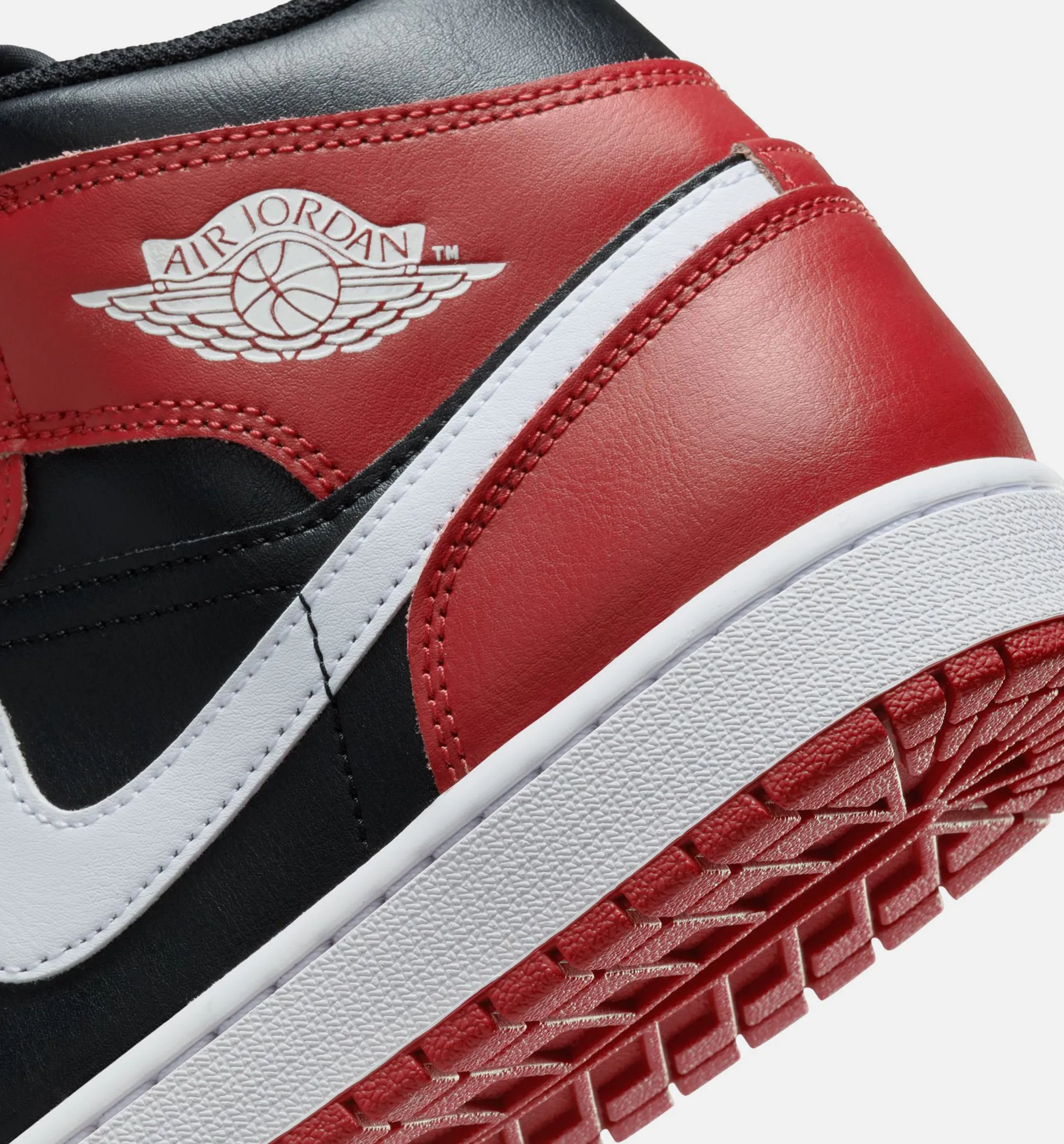 Air Jordan 1 Mid Black Gym Red Mens Basketball Shoe - Black/Gym Red/White Self-Relaxation Gear Slip-On User-Friendly Design