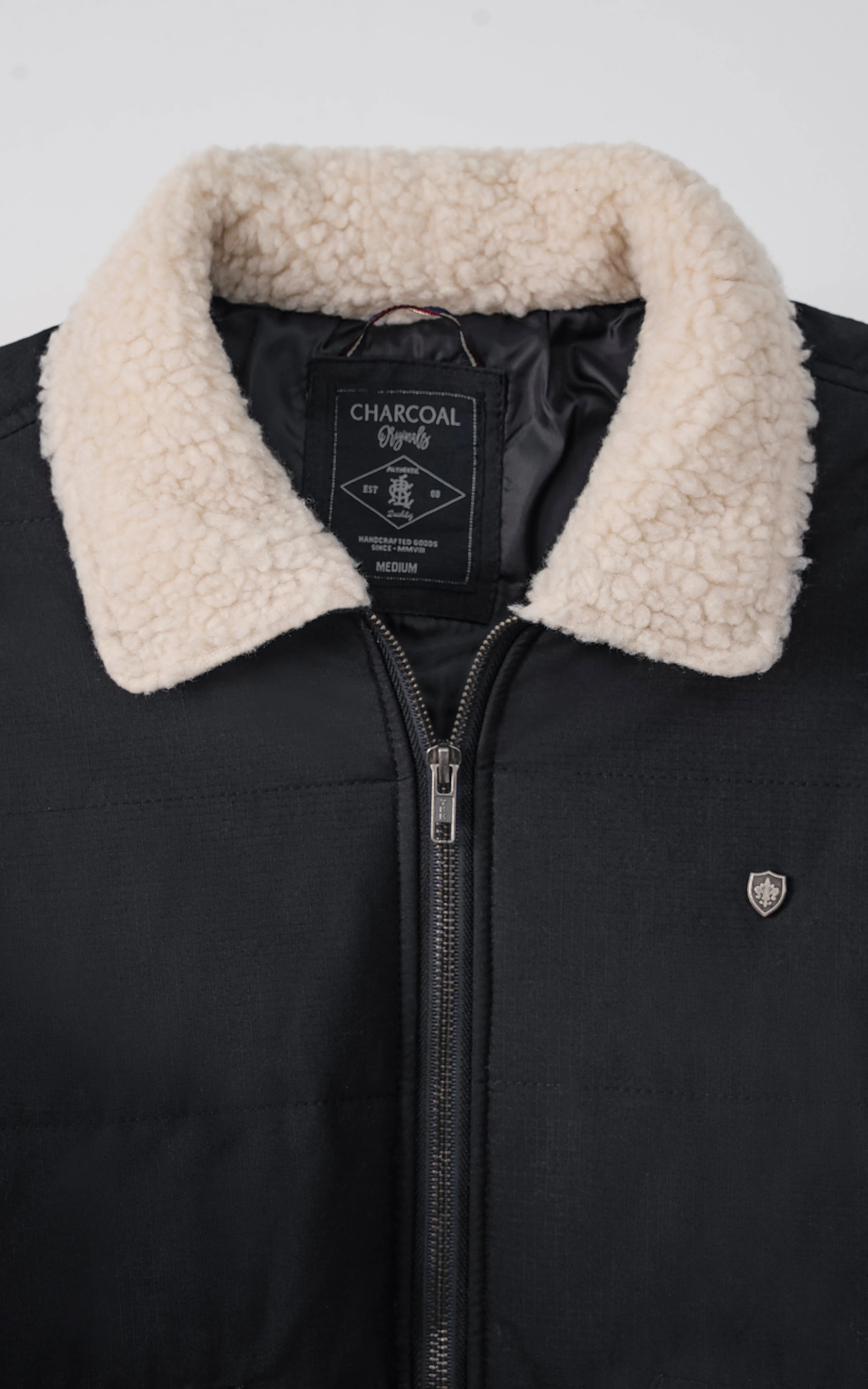 Quilted Fur Collar Jacket Black Durable Upper Build Slip-Free Performance Feature Feature