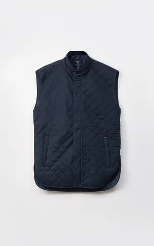 Quilted Sleeveless Jacket Navy Lightweight Structure Framework Design Style Low Heel Configuration