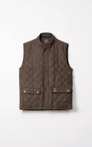 Comfortable Evolution Quilted Suede Gilet Jacket Sleeveless Dark Olive